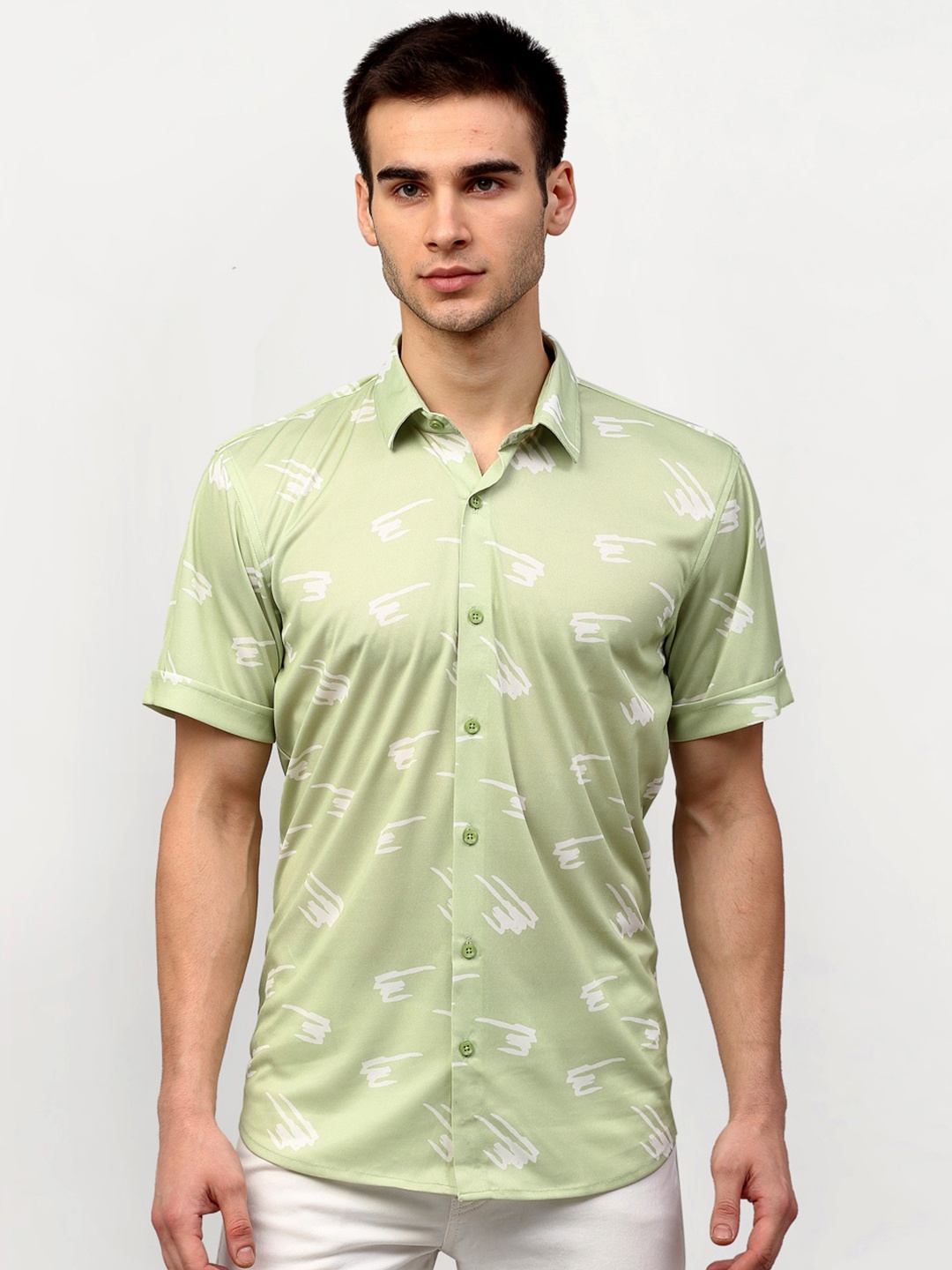 

JAINISH Classic Abstract Printed Casual Shirt, Green