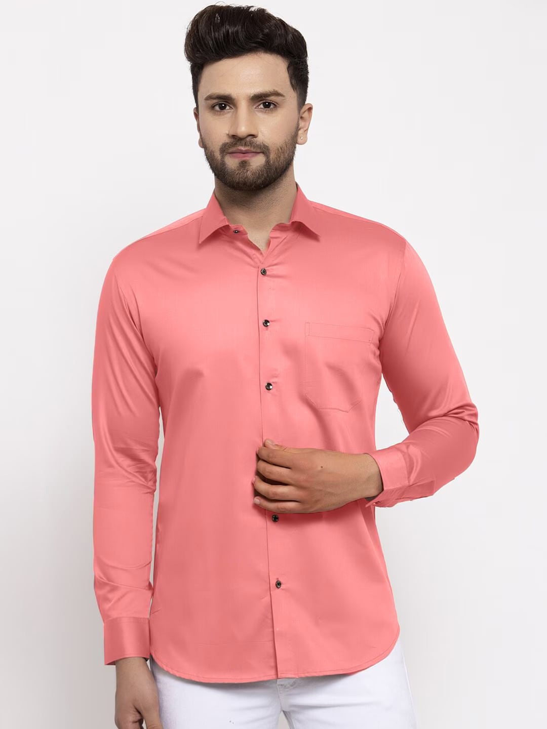 

JAINISH Classic Pure Cotton Casual Shirt, Coral