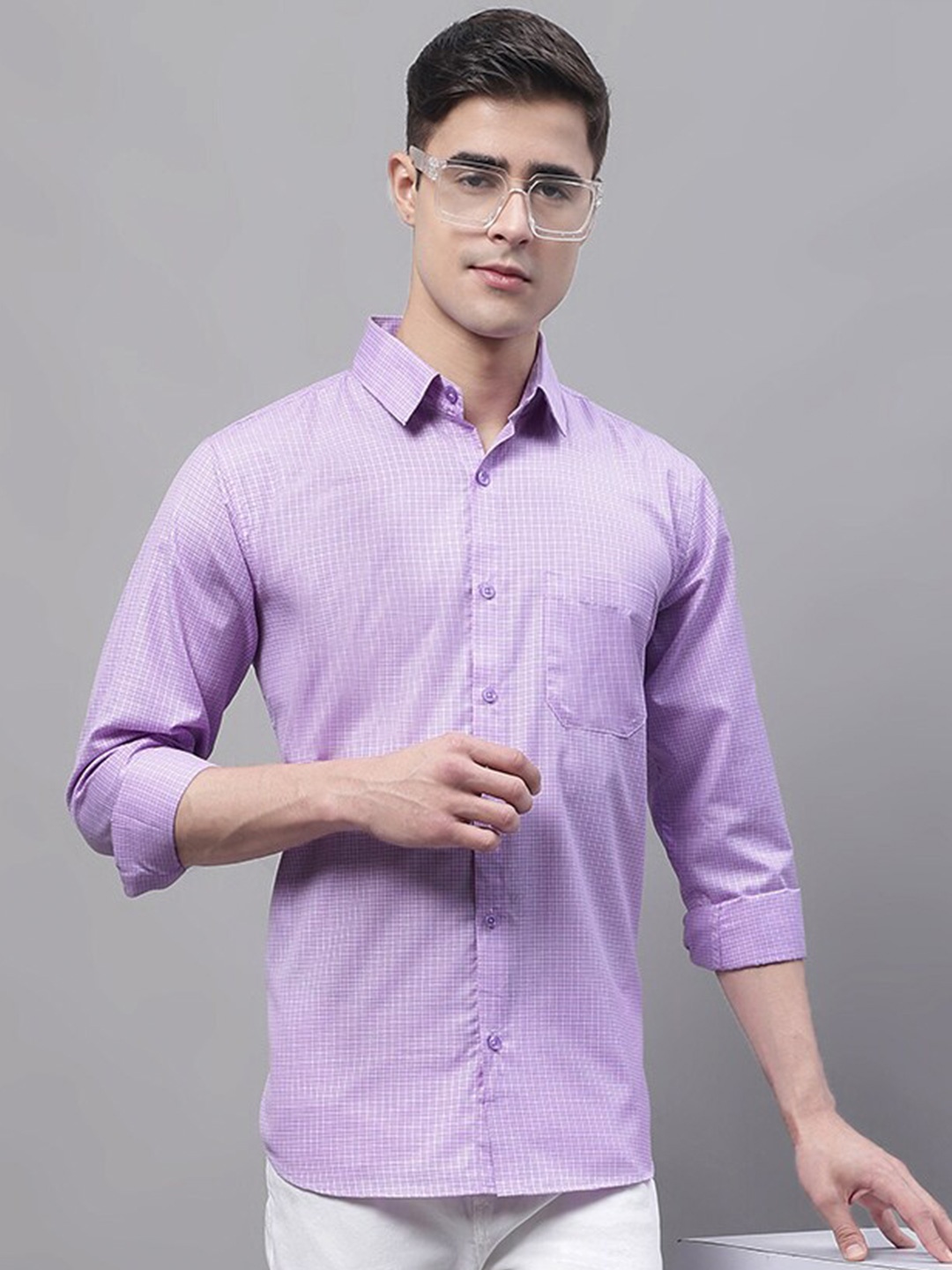 

JAINISH Classic Checked Casual Shirt, Purple