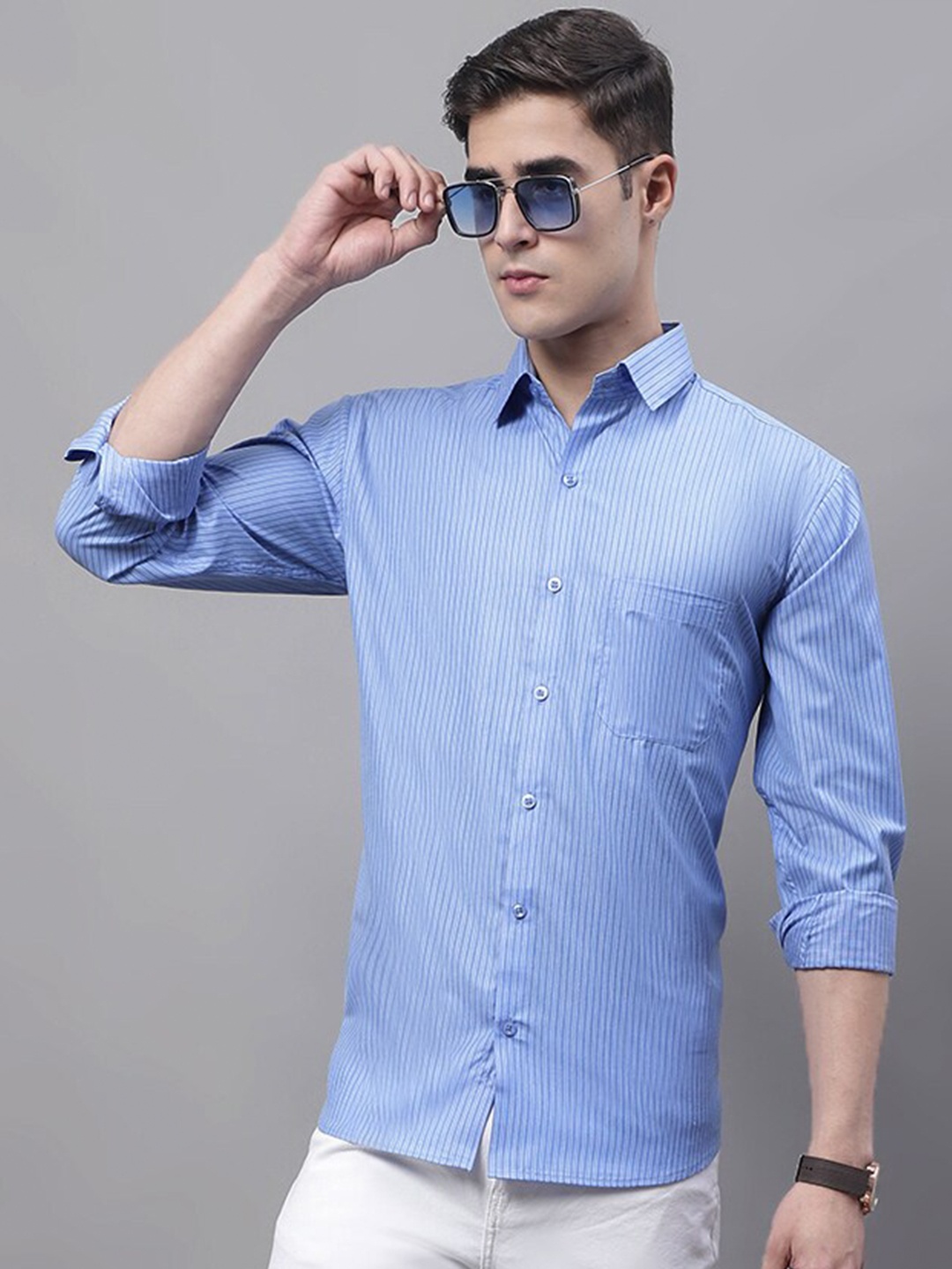 

JAINISH Classic Striped Casual Shirt, Blue