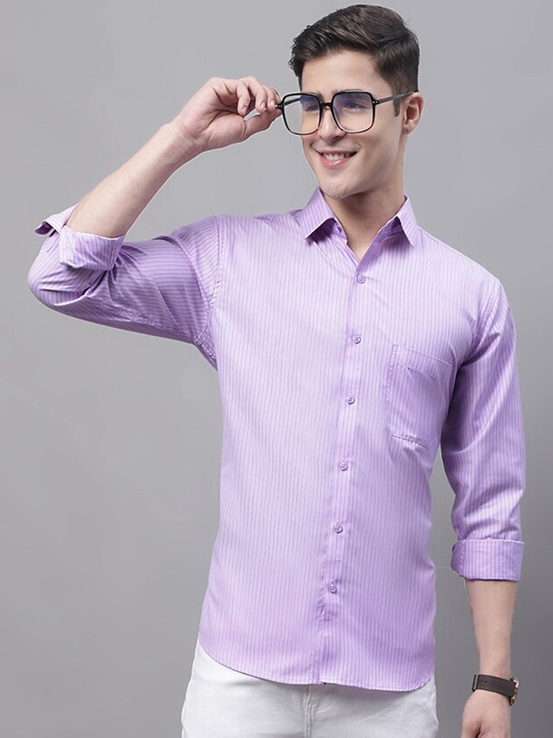 

JAINISH Classic Striped Casual Shirt, Purple