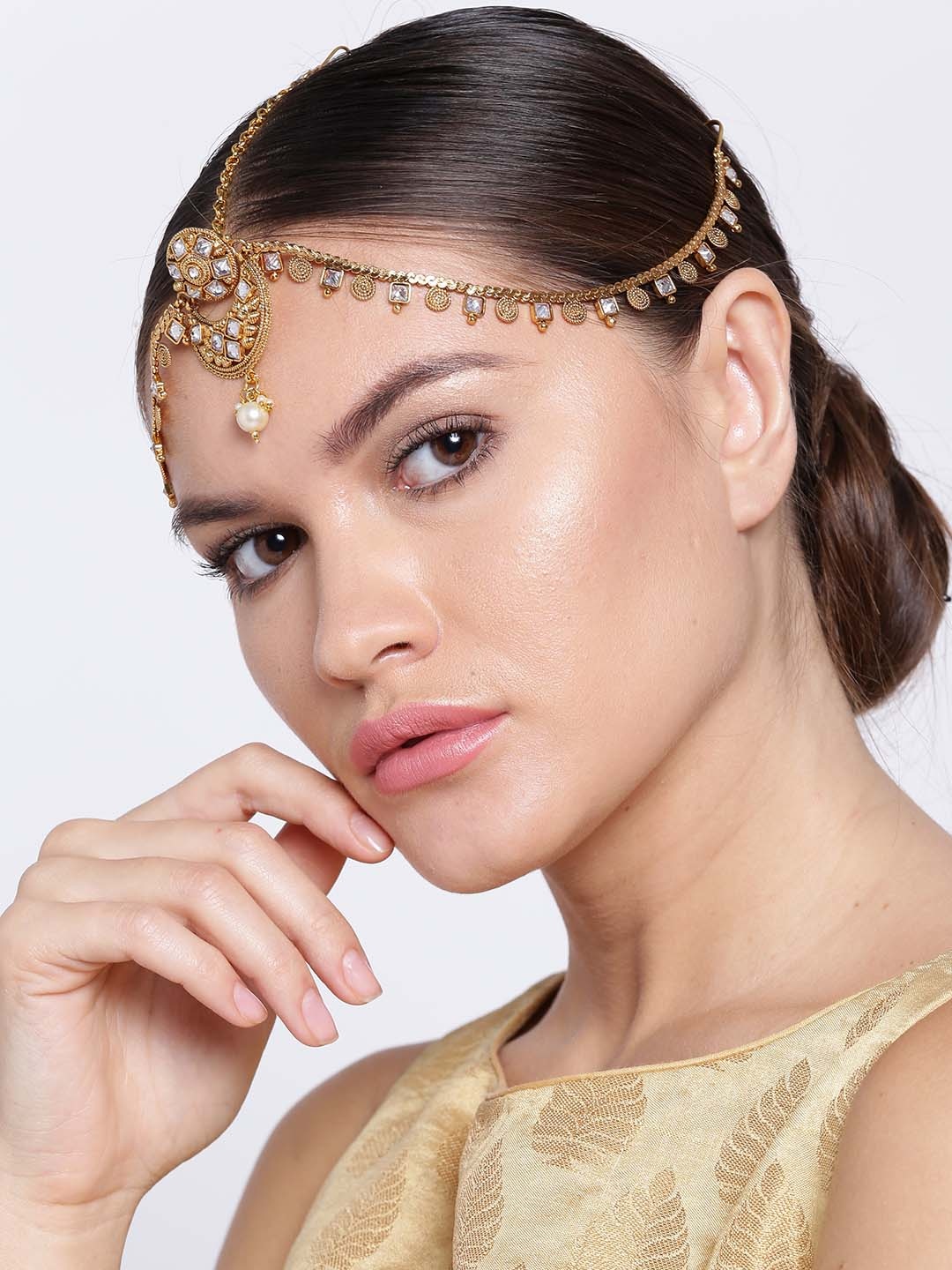 

Priyaasi Gold-Plated Stone-Studded Matha Patti