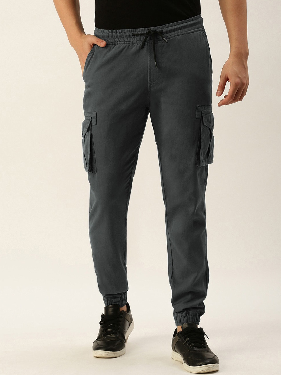 

IVOC Men Slim Fit Pure Cotton Cargos Trousers, Grey