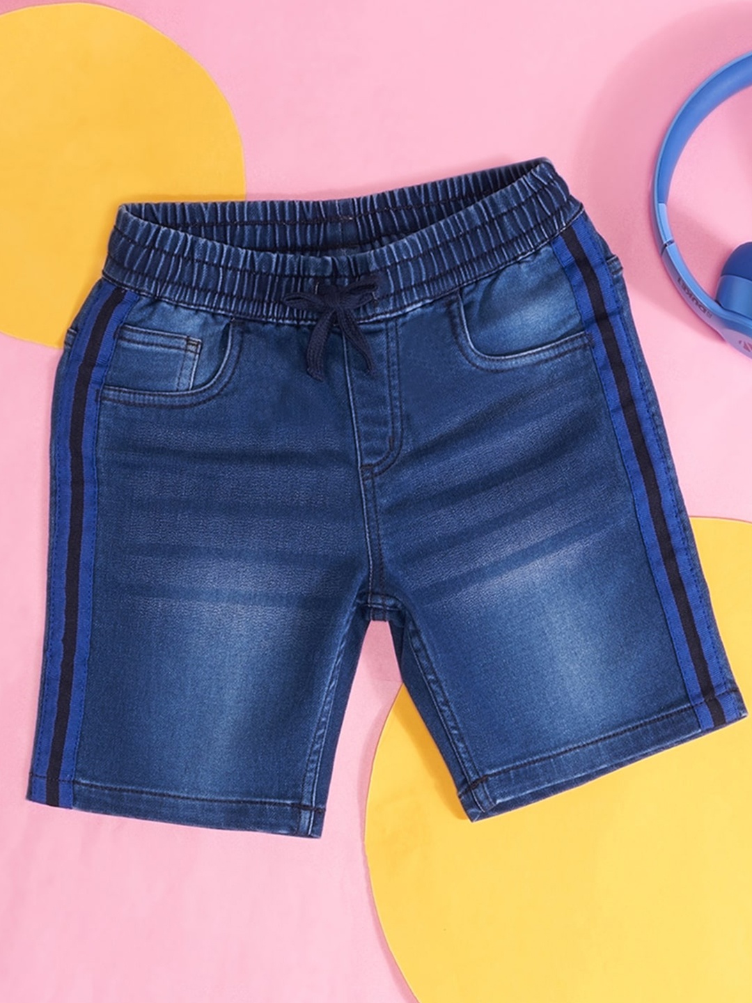 Pantaloons Junior Boys Washed Denim Shorts, Blue
