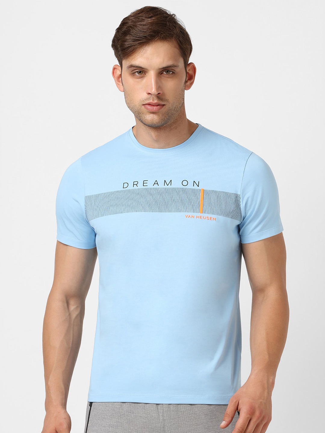 

Van Heusen Flex Round Neck Short Sleeves Slim Fit T-shirt, Blue