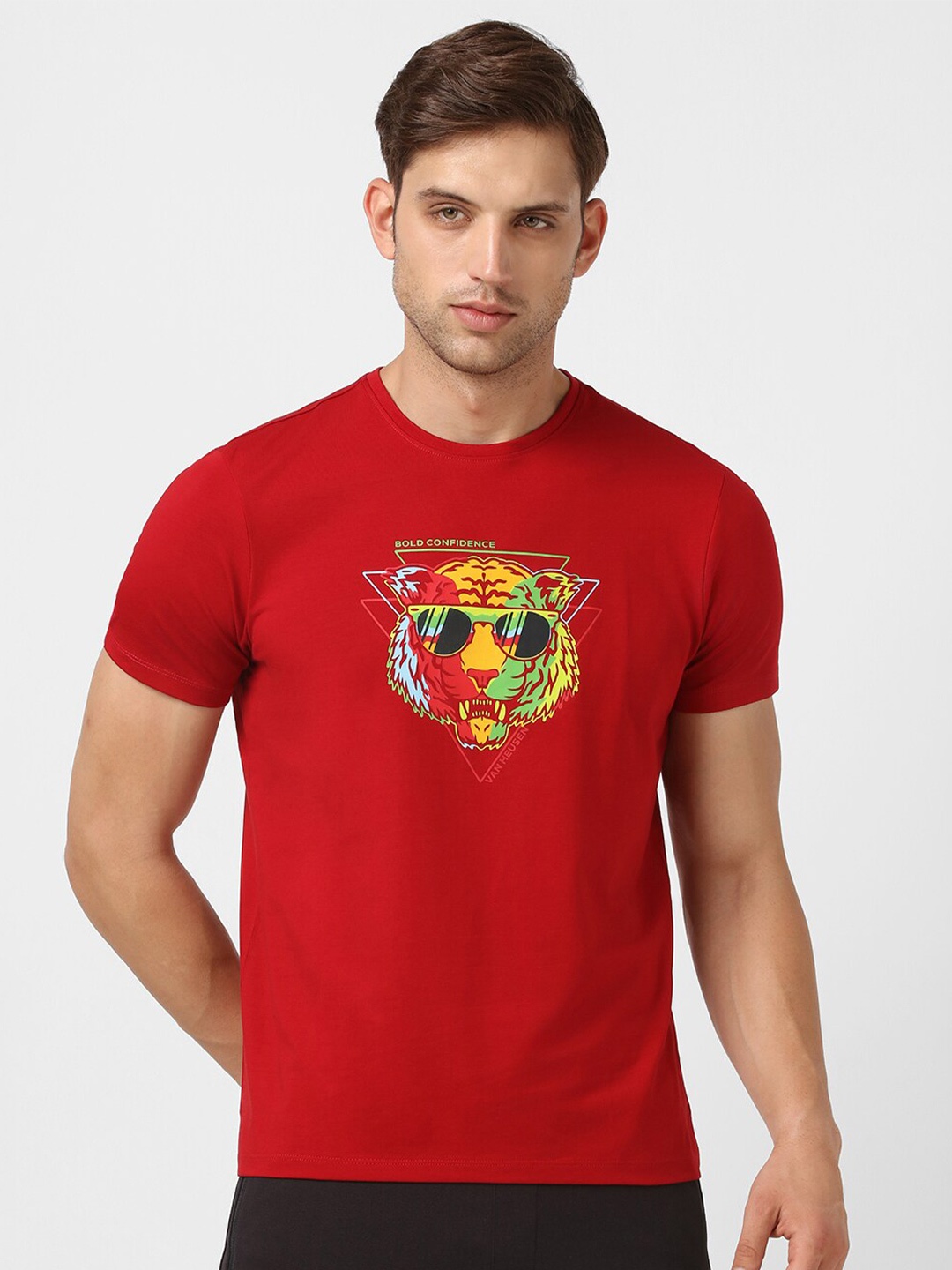 

Van Heusen Flex Graphic Printed Cotton T-shirt, Red