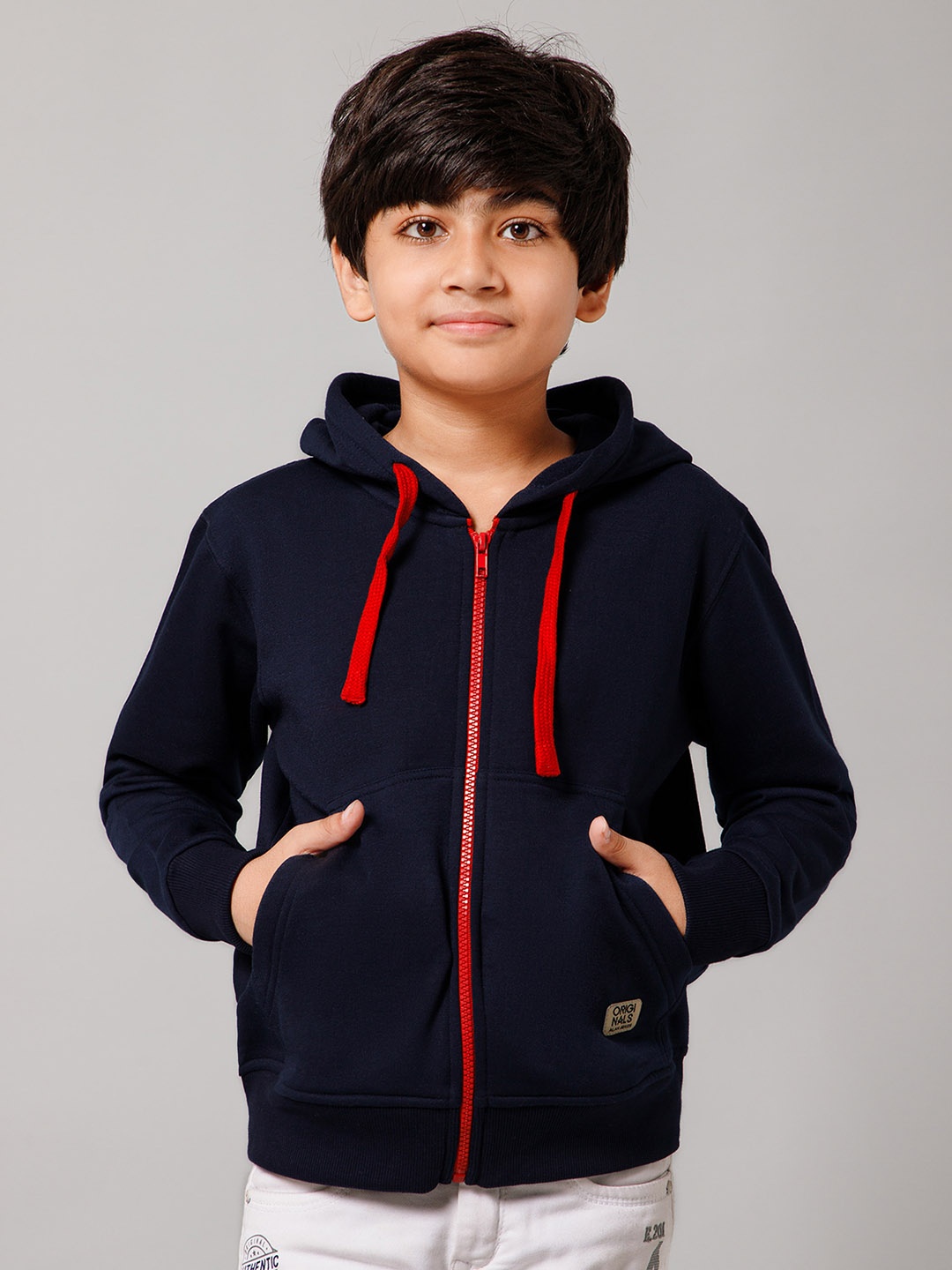 

Alan Jones Boys Hooded Front Open Sweatshirt, Navy blue