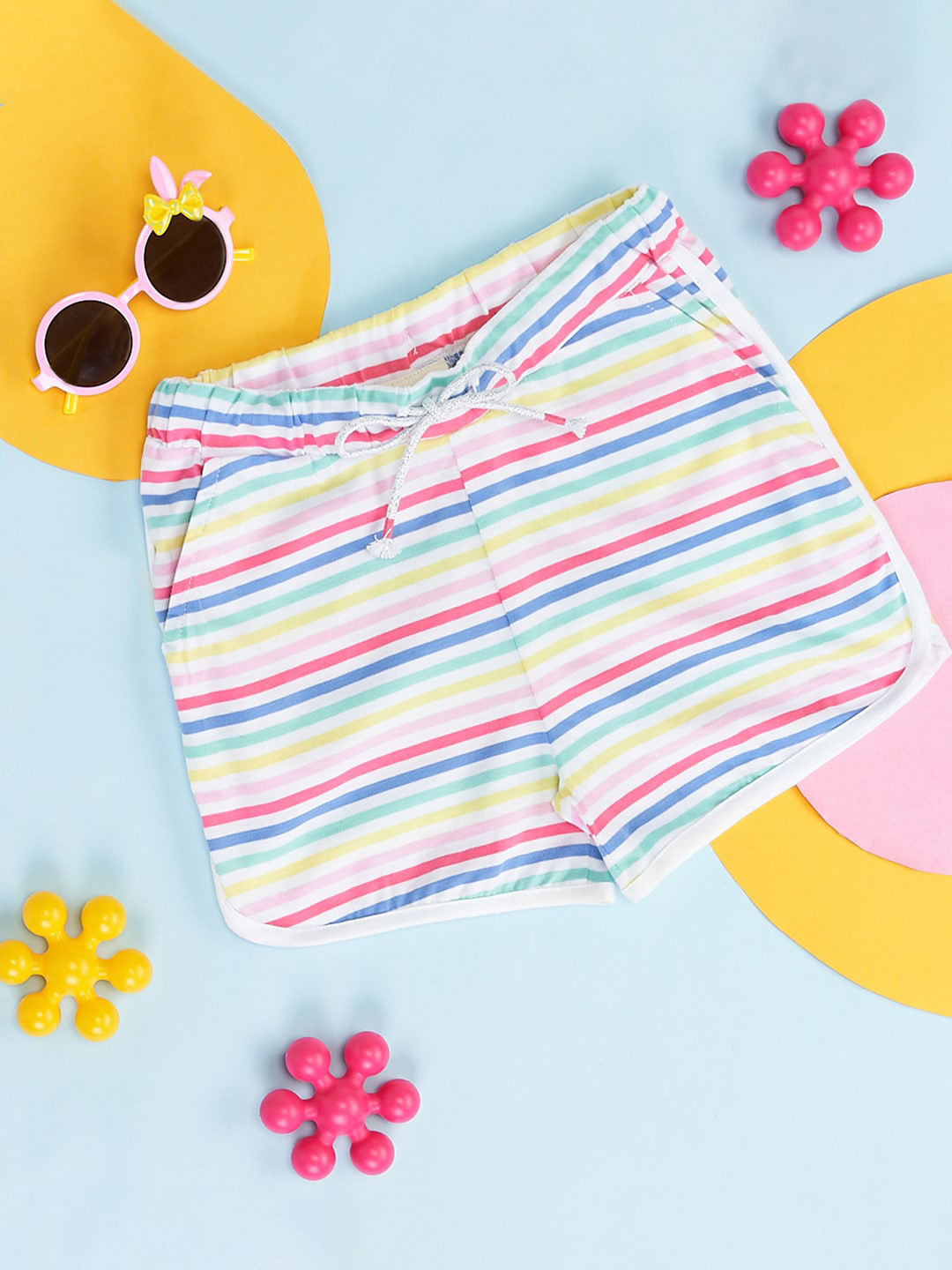 

Pantaloons Junior Girls Horizontal Striped Regular Cotton Shorts, White