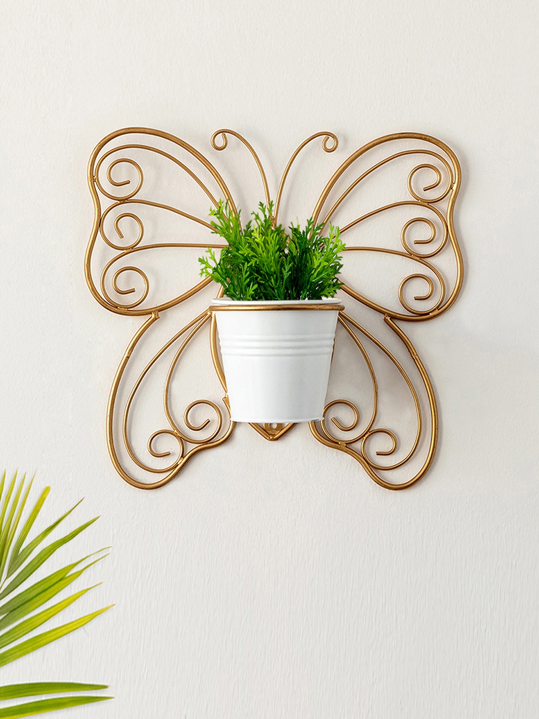 

ExclusiveLane White Butterfly-Shaped Wall Hanging Planter With Stand