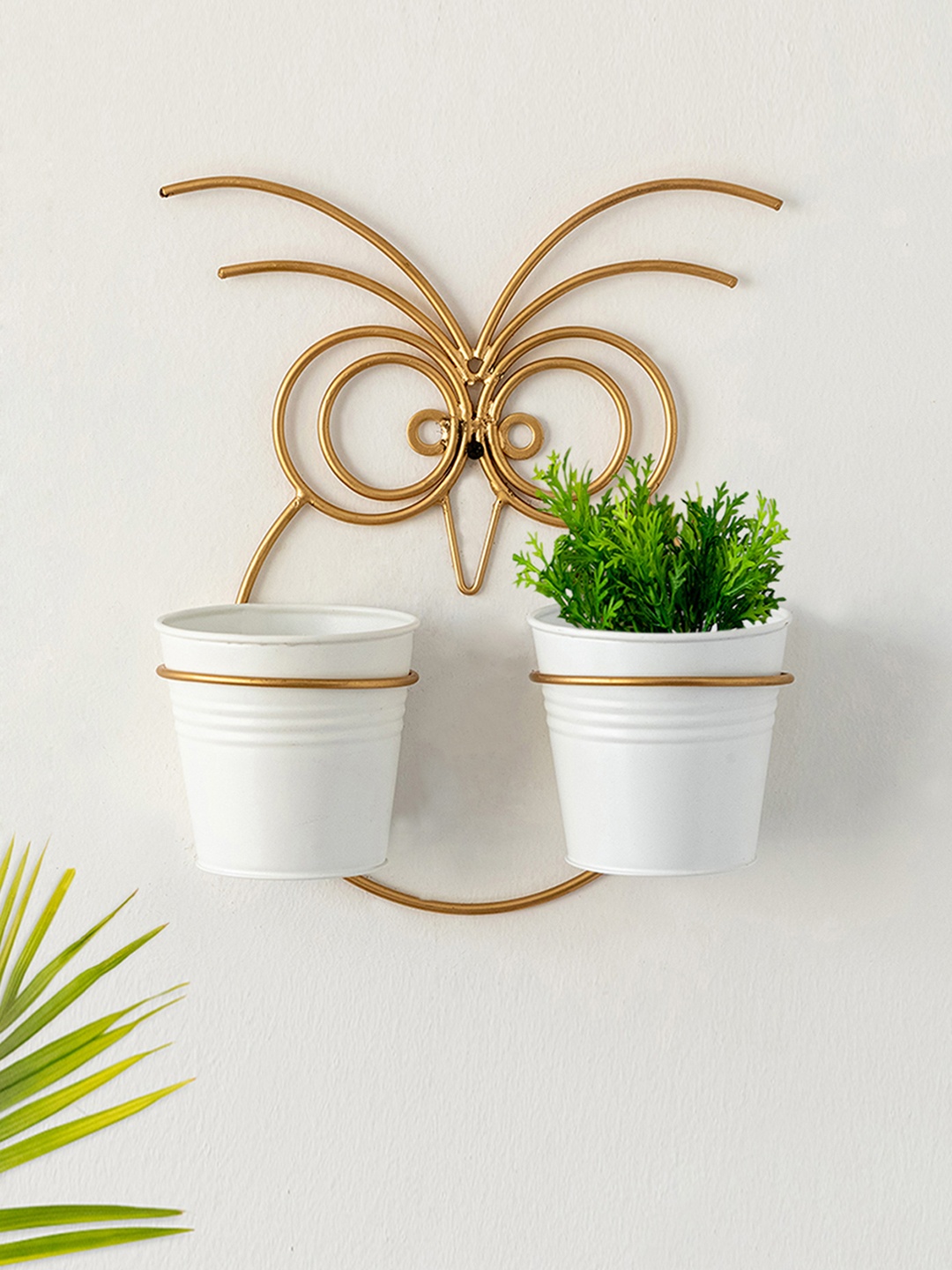 

ExclusiveLane Brass Owl Shaped Wall Planter Pots, White