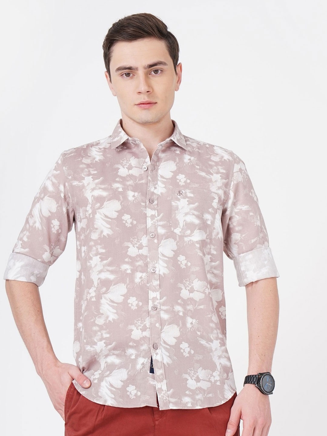 

SORATIA Floral Printed Comfort Opaque Cotton Casual Shirt, Lavender