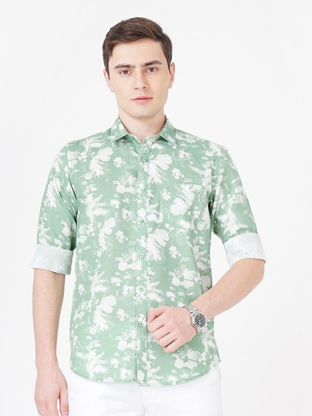 

SORATIA Men Floral Printed Comfort Cotton Casual Shirt, Green