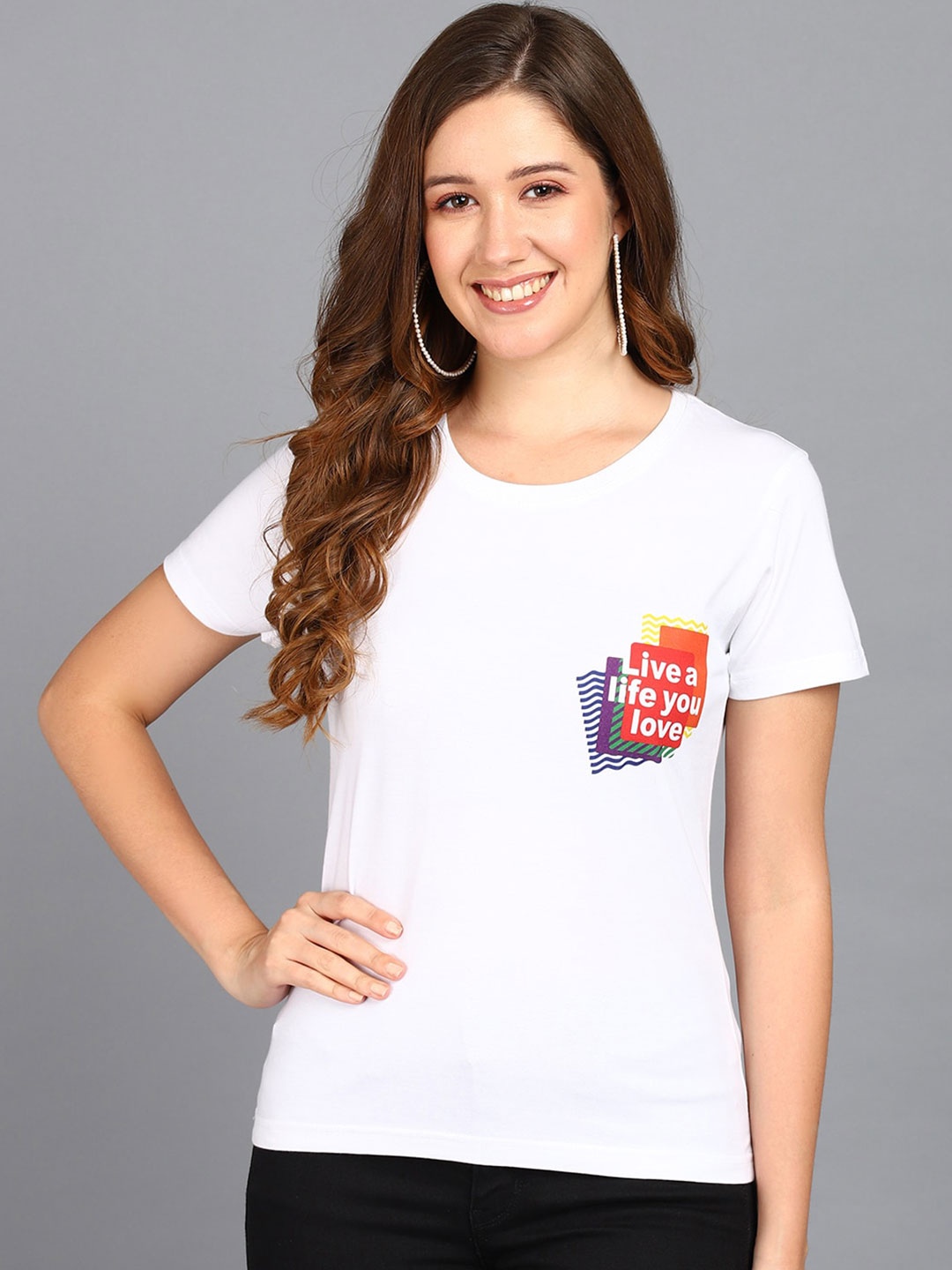 

Mast & Harbour White Typography Printed Pure Cotton T-shirt