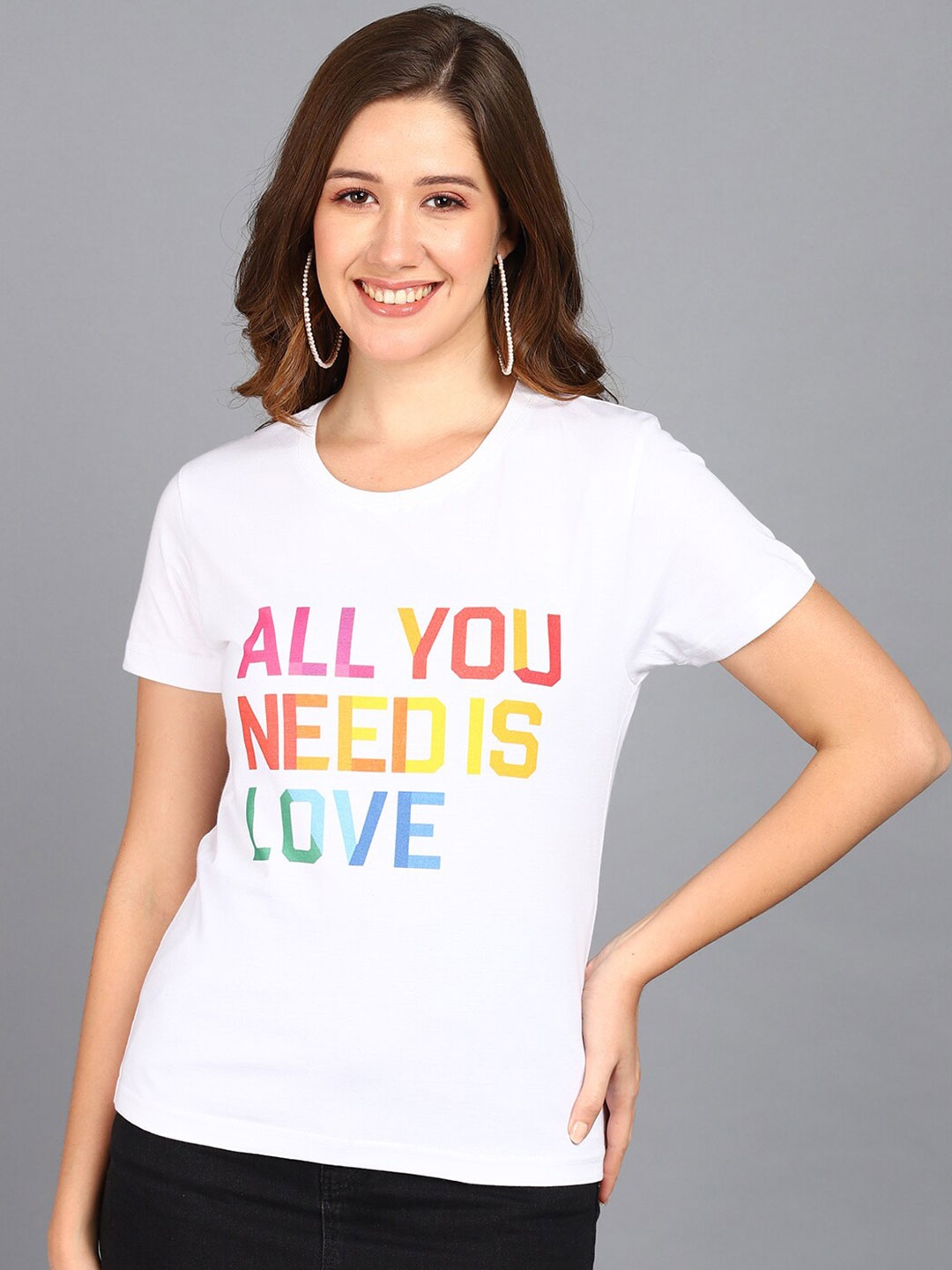 

Mast & Harbour White Typography Printed Pure Cotton T-shirt