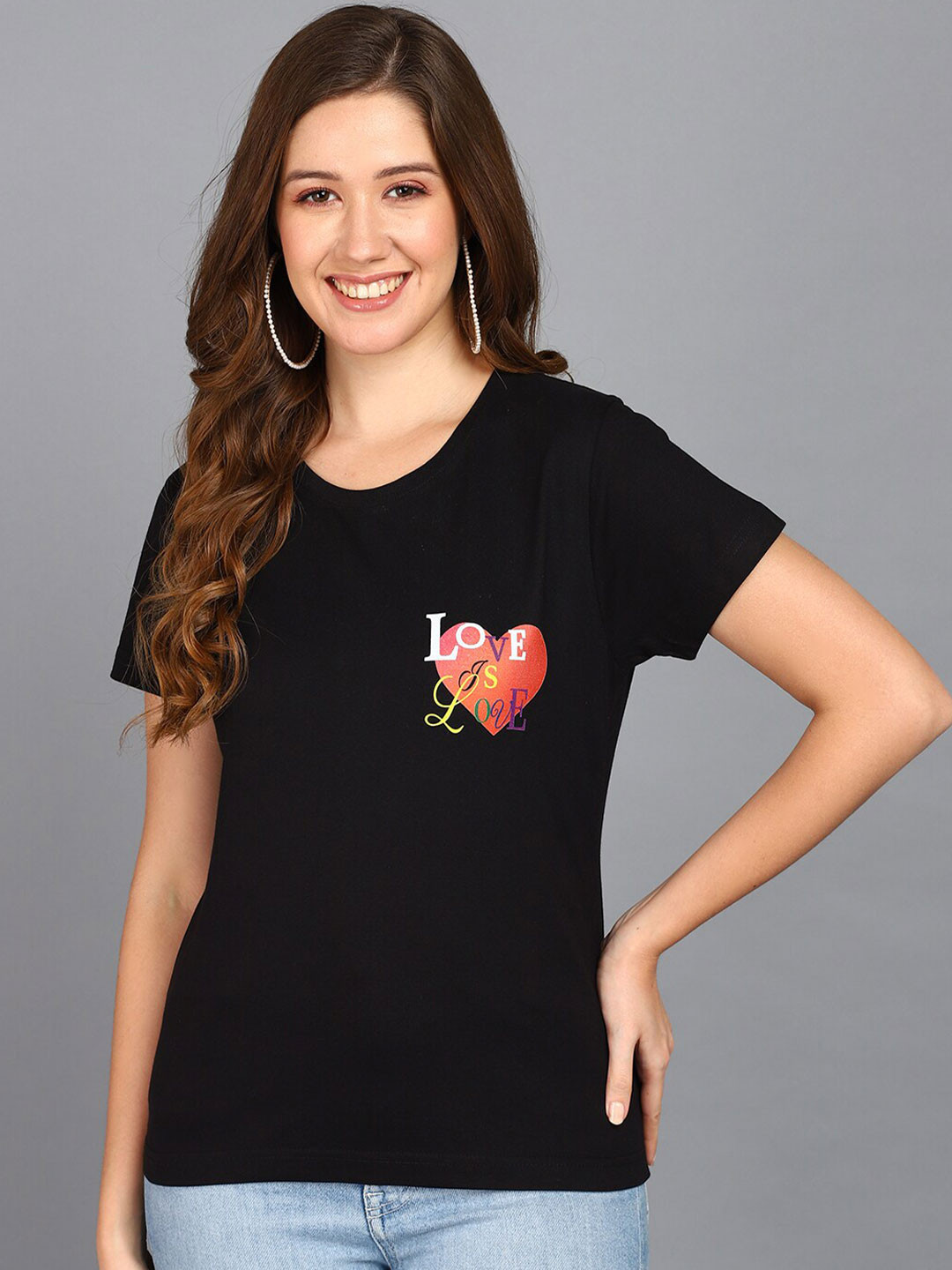 

Mast & Harbour Women Black Graphic Printed Cotton T-shirt