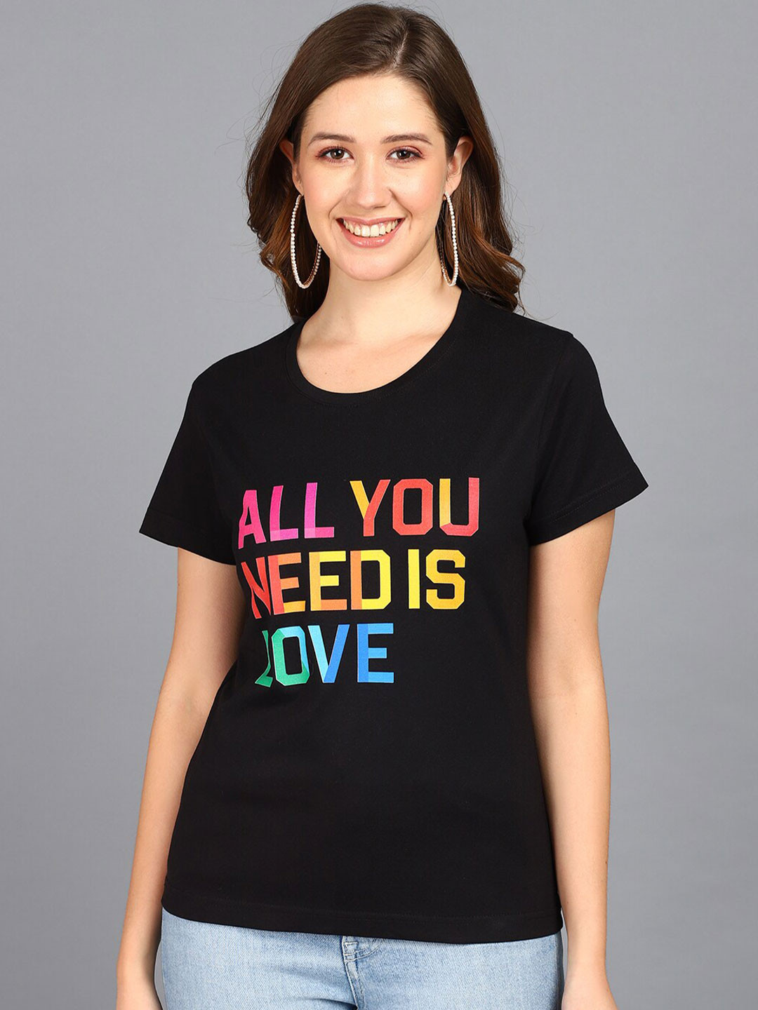 

Mast & Harbour Black Typography Printed Pure Cotton T-shirt