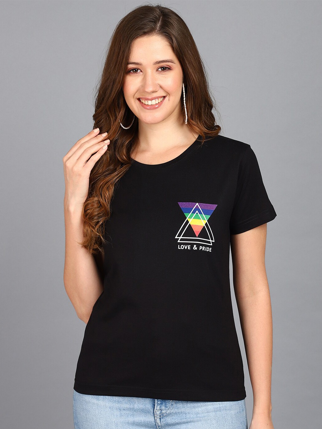 

Mast & Harbour Black Graphic Printed Pure Cotton T-shirt