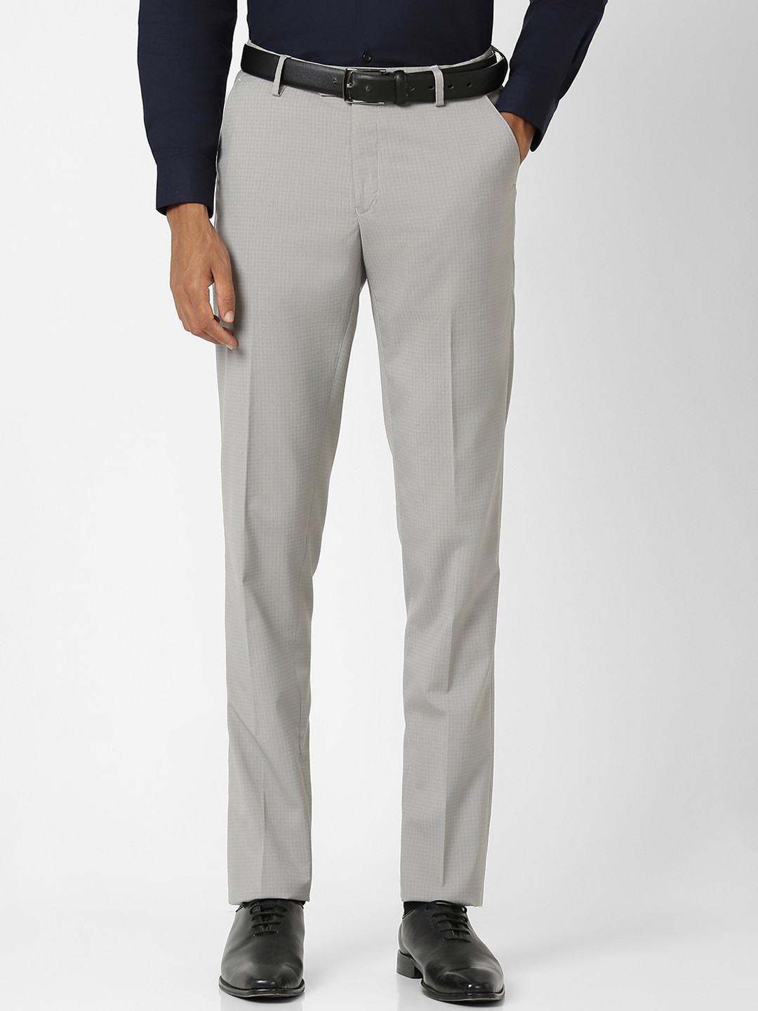 

Peter England Men Slim Fit Formal Trousers, Grey
