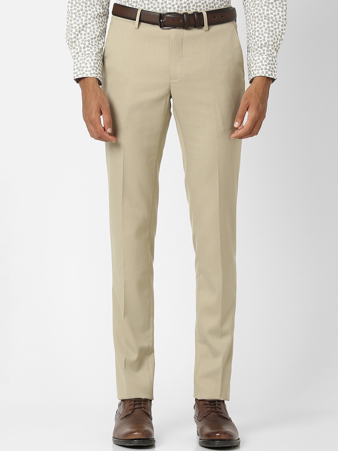 

Peter England Men Slim Fit Formal Trousers, Beige