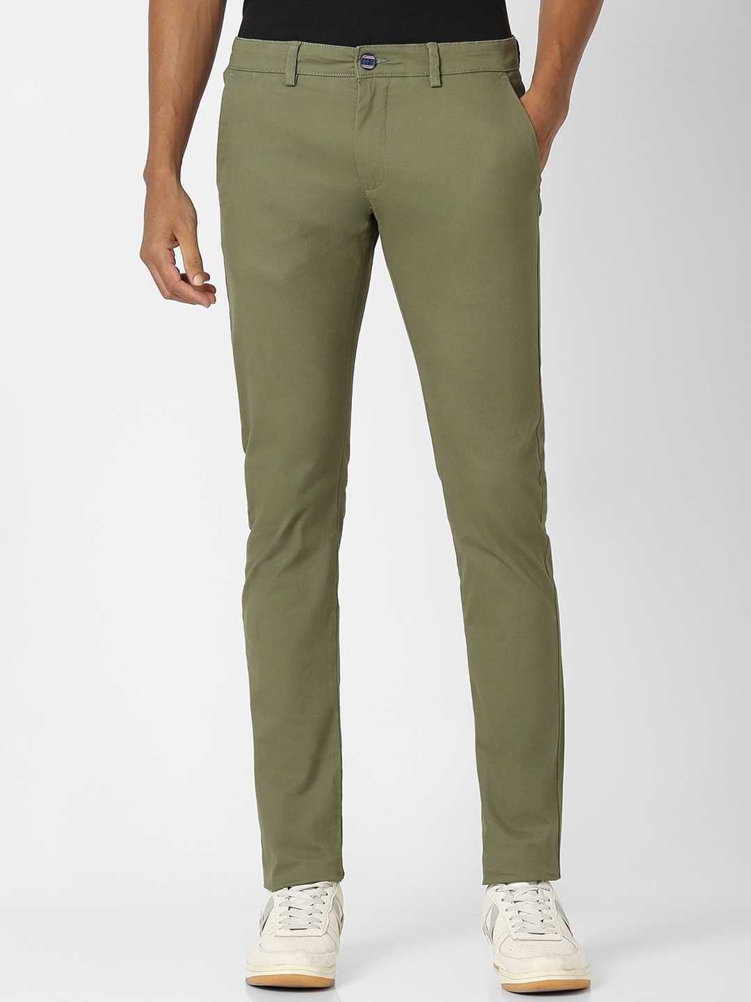 

Peter England Casuals Men Skinny Fit Chinos Trousers, Olive