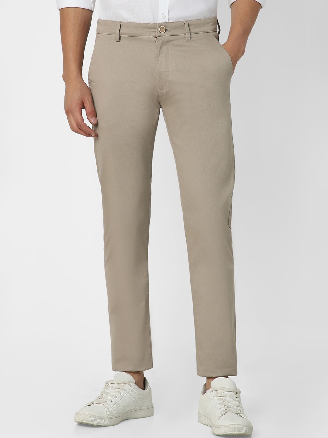 

Peter England Casuals Men Slim Fit Chinos Trousers, Beige