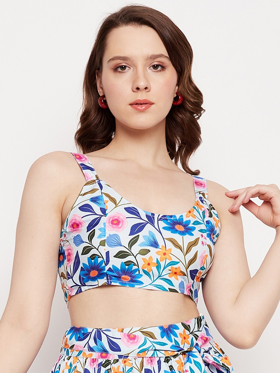 

BRINNS Floral Printed Crepe Crop Top, White