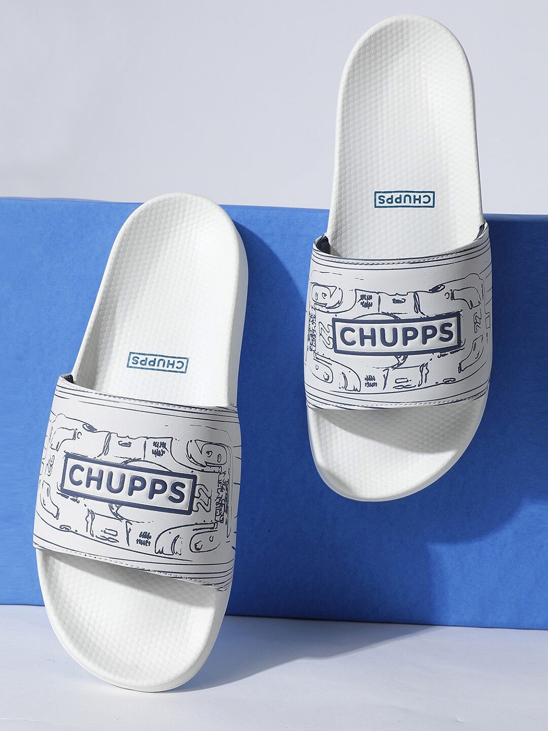 

CHUPPS Men Printed ErgoX Plus Comfort Slider -Recycled Materials, White