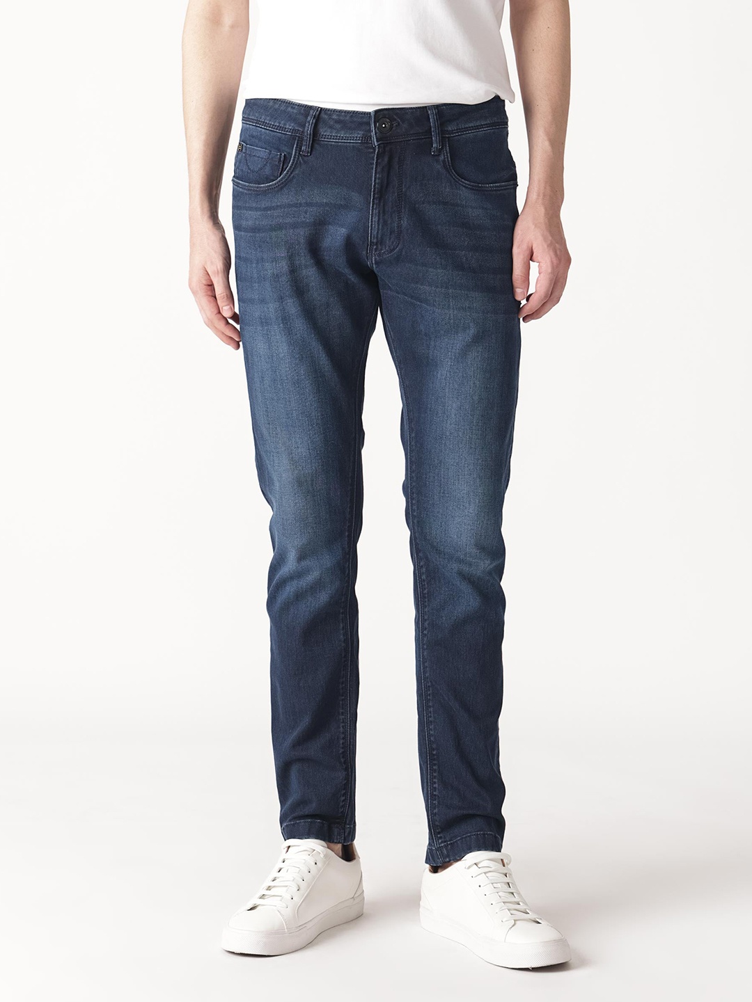 

RARE RABBIT Men Oeko Mid-Rise Slim Fit Jeans, Navy blue