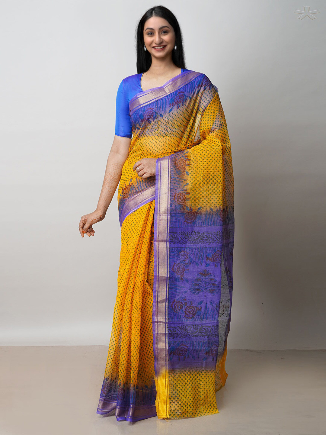 

Unnati Silks Ethnic Motifs Zari Pure Cotton Handloom Kota Saree, Yellow