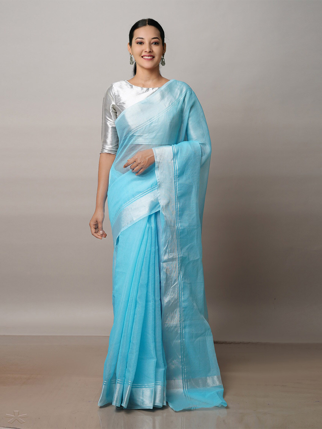 

Unnati Silks Zari Pure Cotton Kota Saree, Blue