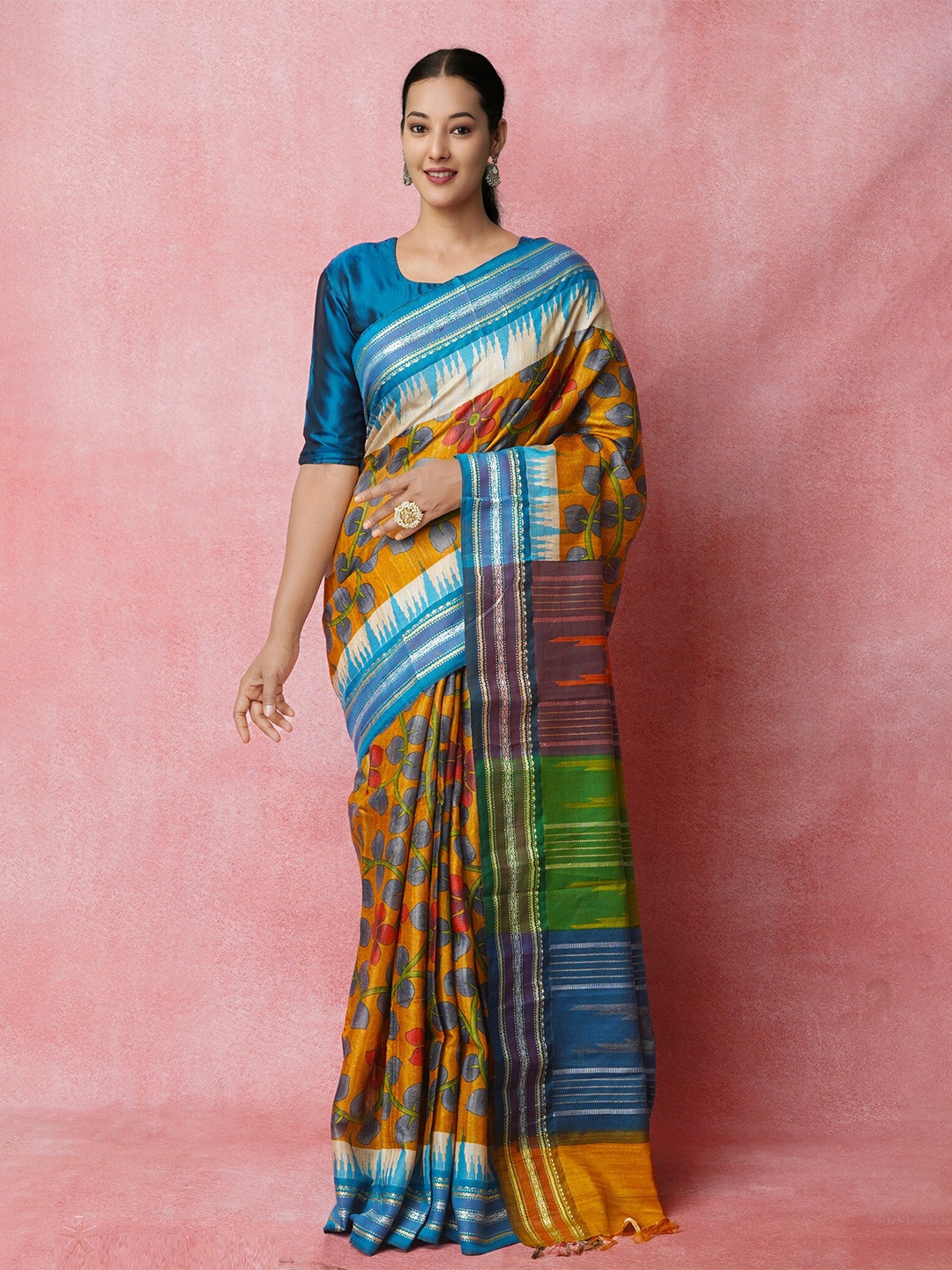 

Unnati Silks Jute Silk Tussar Saree, Yellow