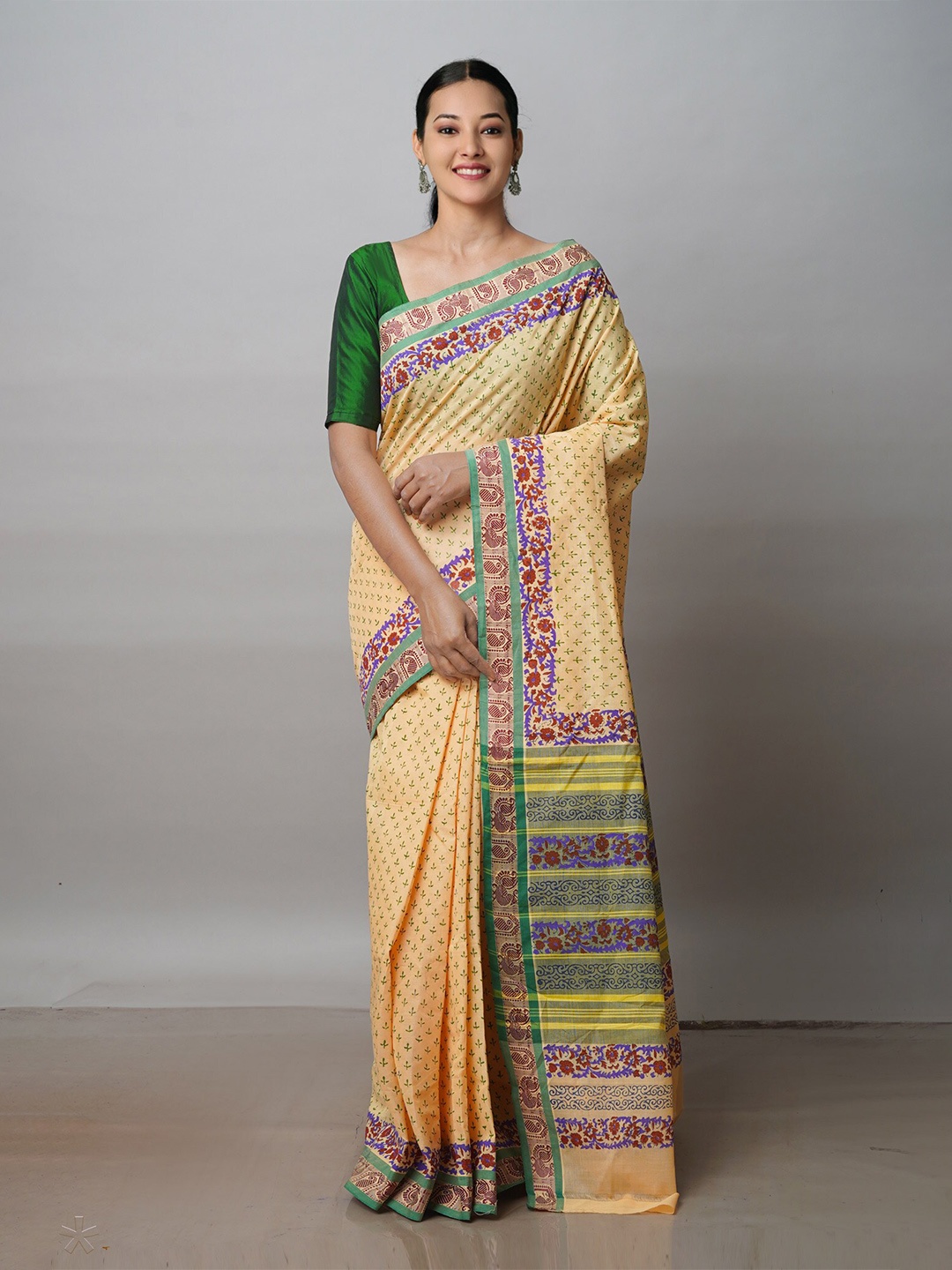 

Unnati Silks Pure Cotton Chettinad Saree, Cream