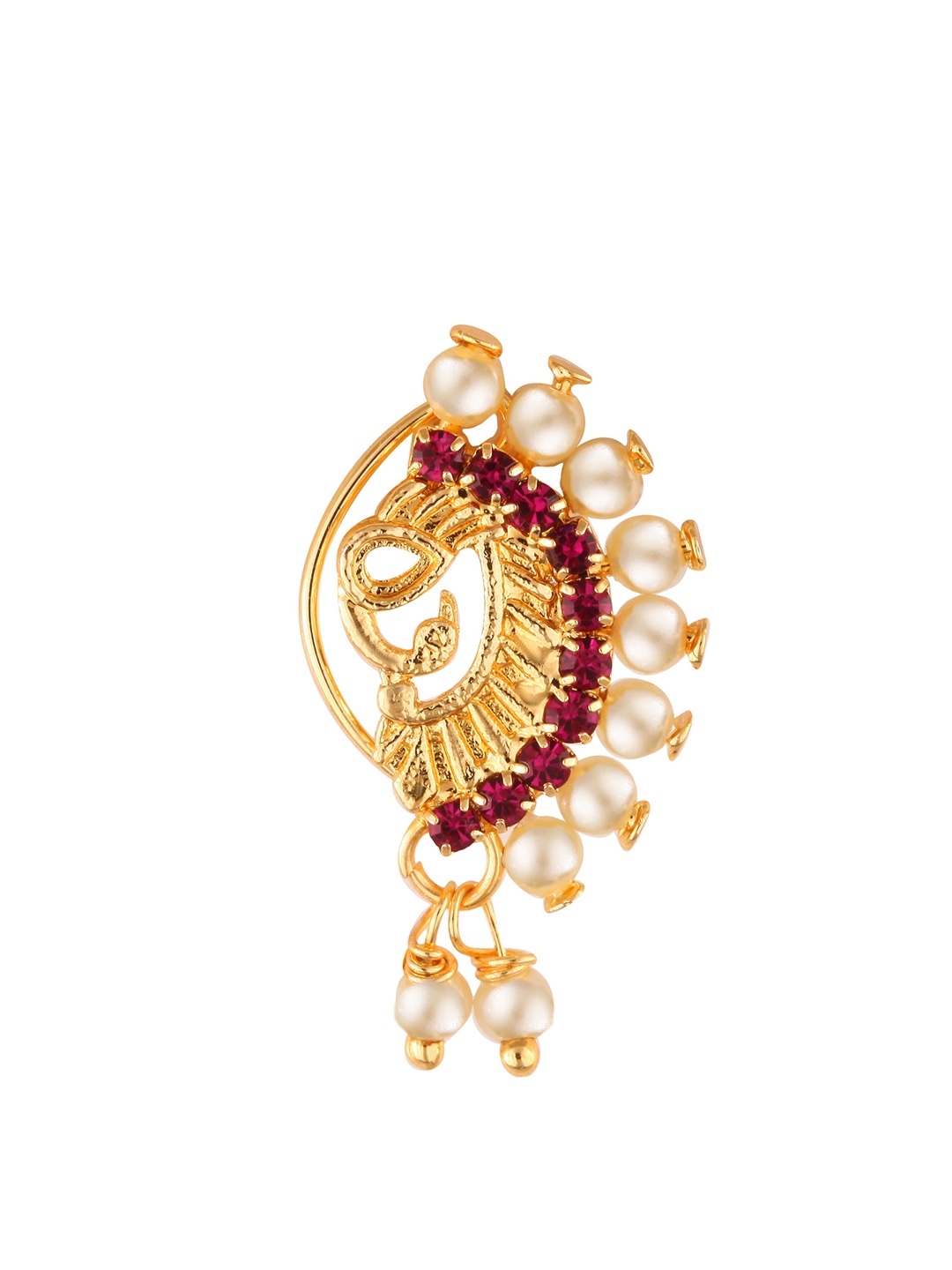 

Vighnaharta Gold Plated Non Piercing Maharashtrian Nathiya