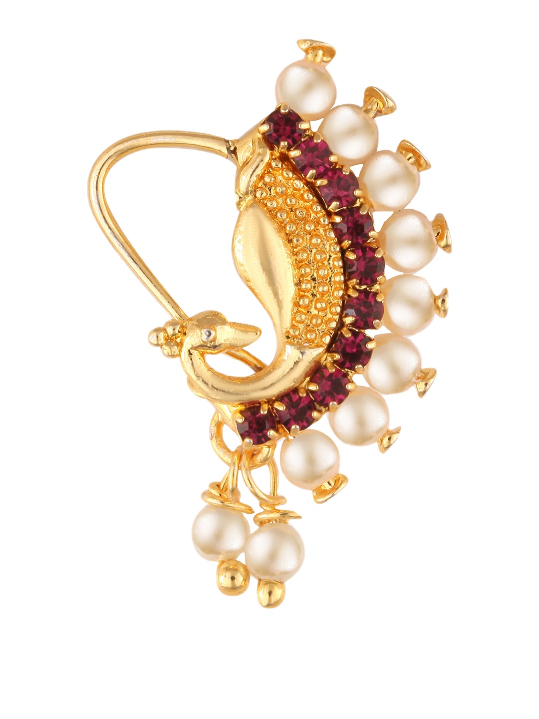 

Vighnaharta Gold-Plated Artificial Beads Studded Nosepin