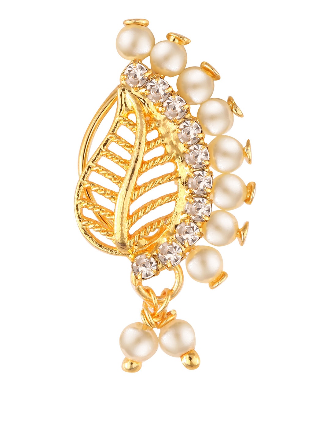 

Vighnaharta Gold-Plated CZ Studded & Beaded Nosepin