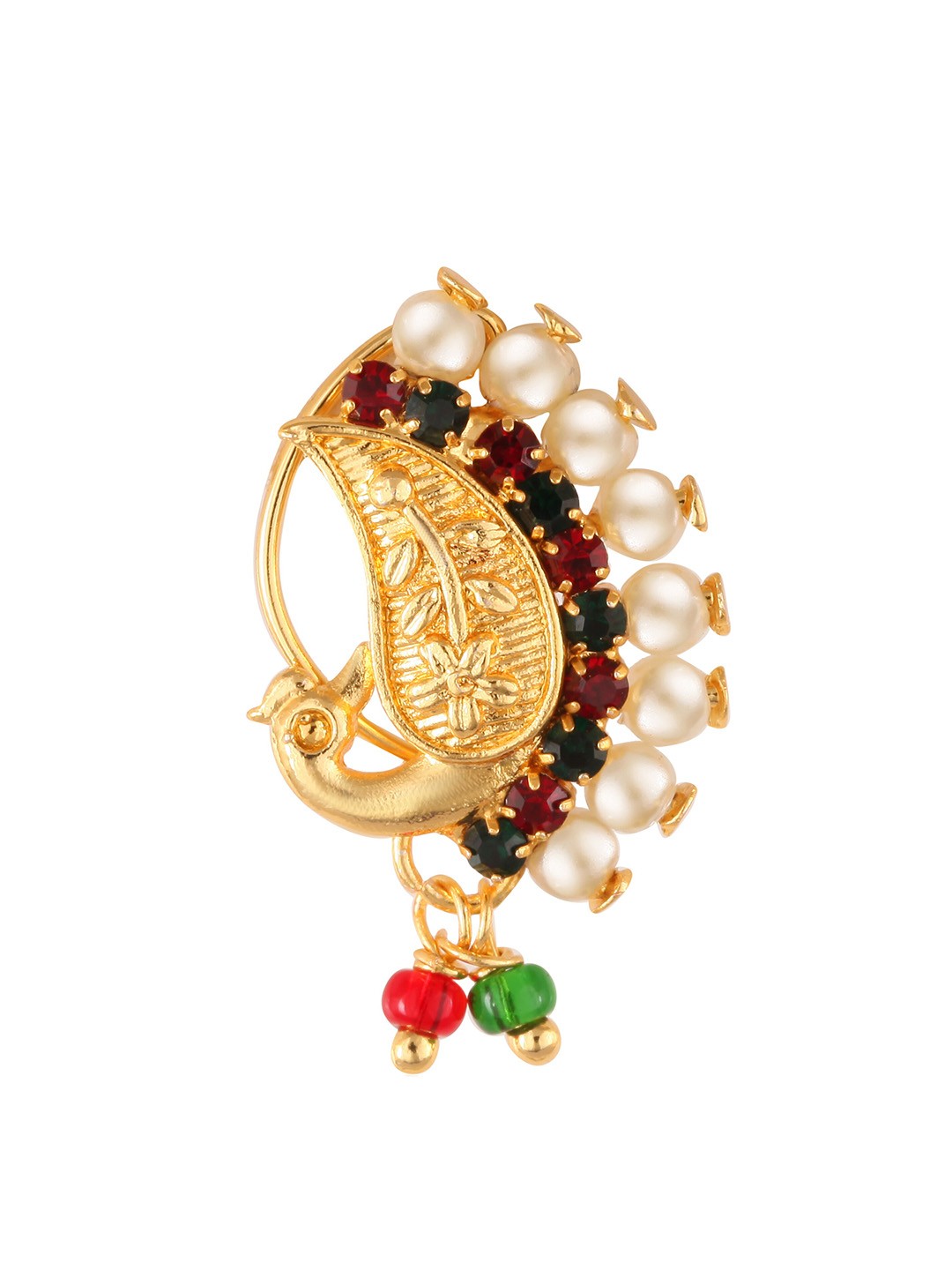 

Vighnaharta Gold-Plated Beaded Maharashtrian Nath Nose Pin