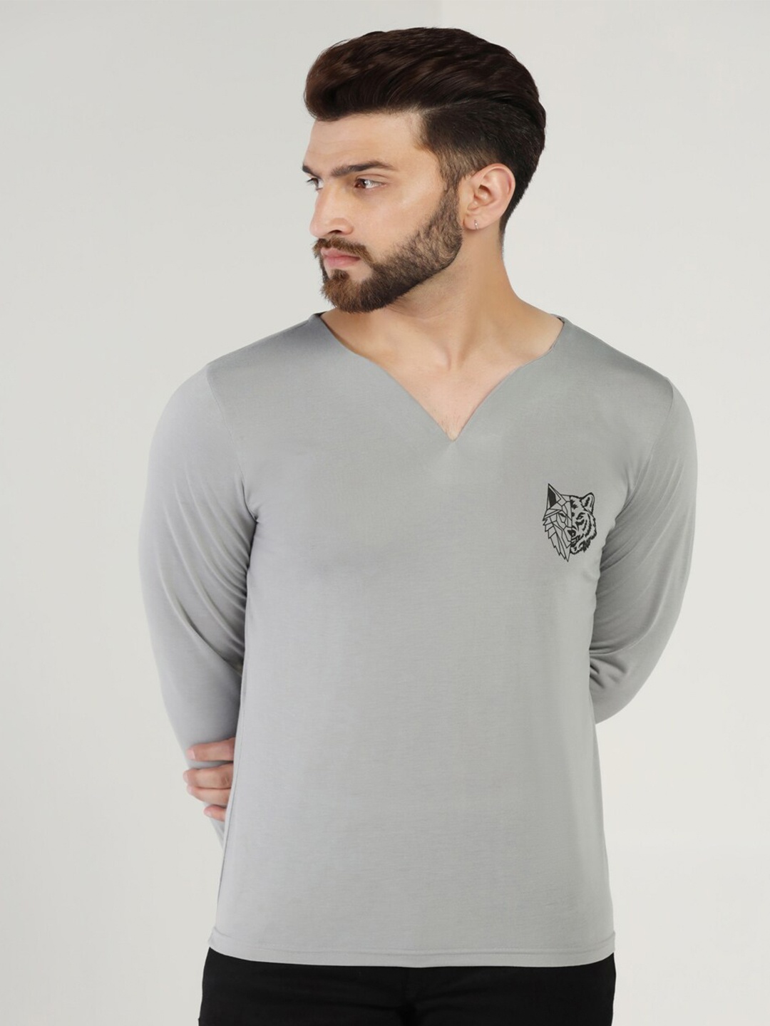 

INKKR V-Neck T-shirt, Grey