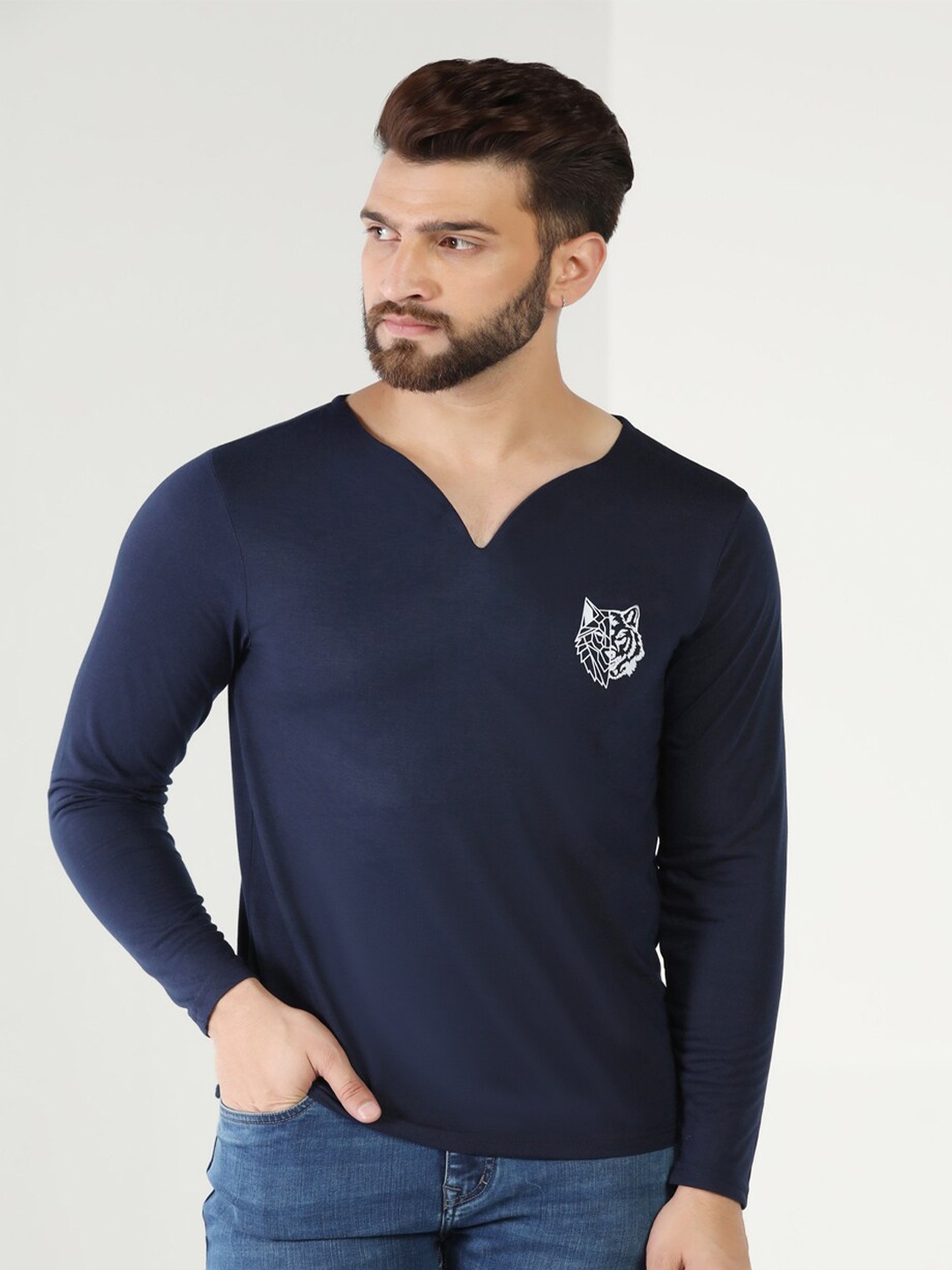

INKKR V-Neck T-shirt, Navy blue