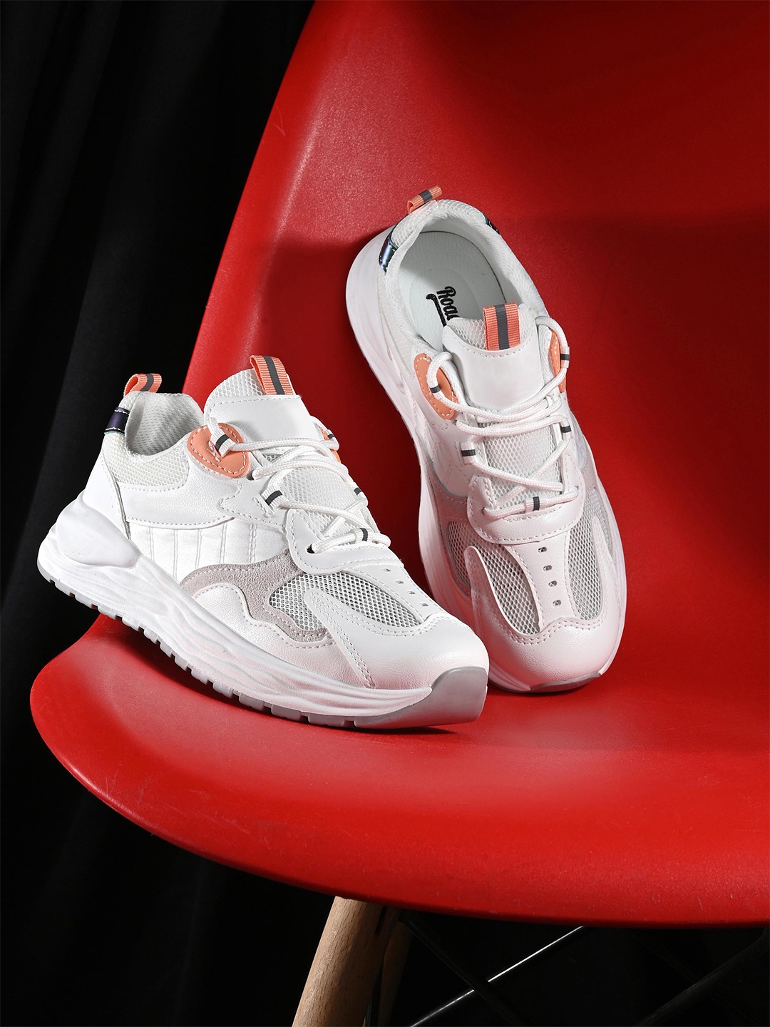 

The Roadster Lifestyle Co. Women White And Orange Walking Sports Shoes