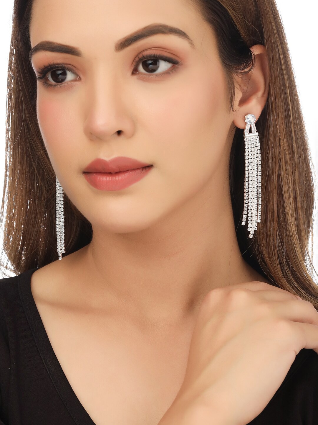 

NVR Silver-Plated Contemporary Drop Earrings