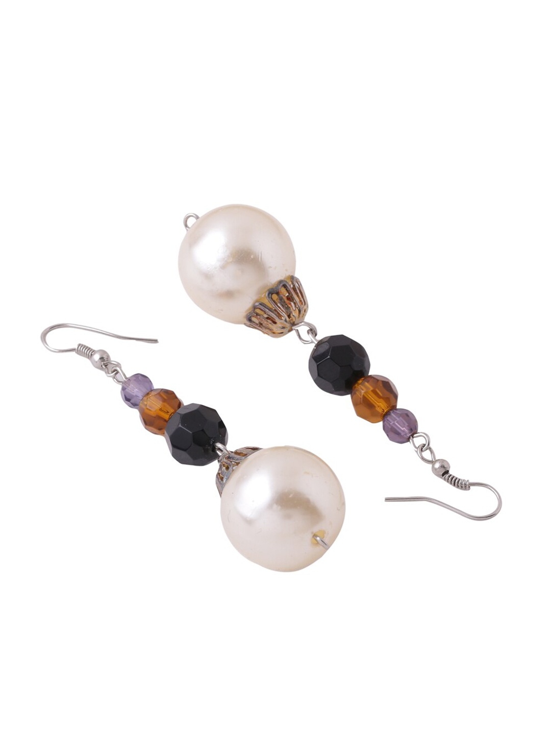 

NVR Gold-Plated Artificial Beads Contemporary Drop Earrings