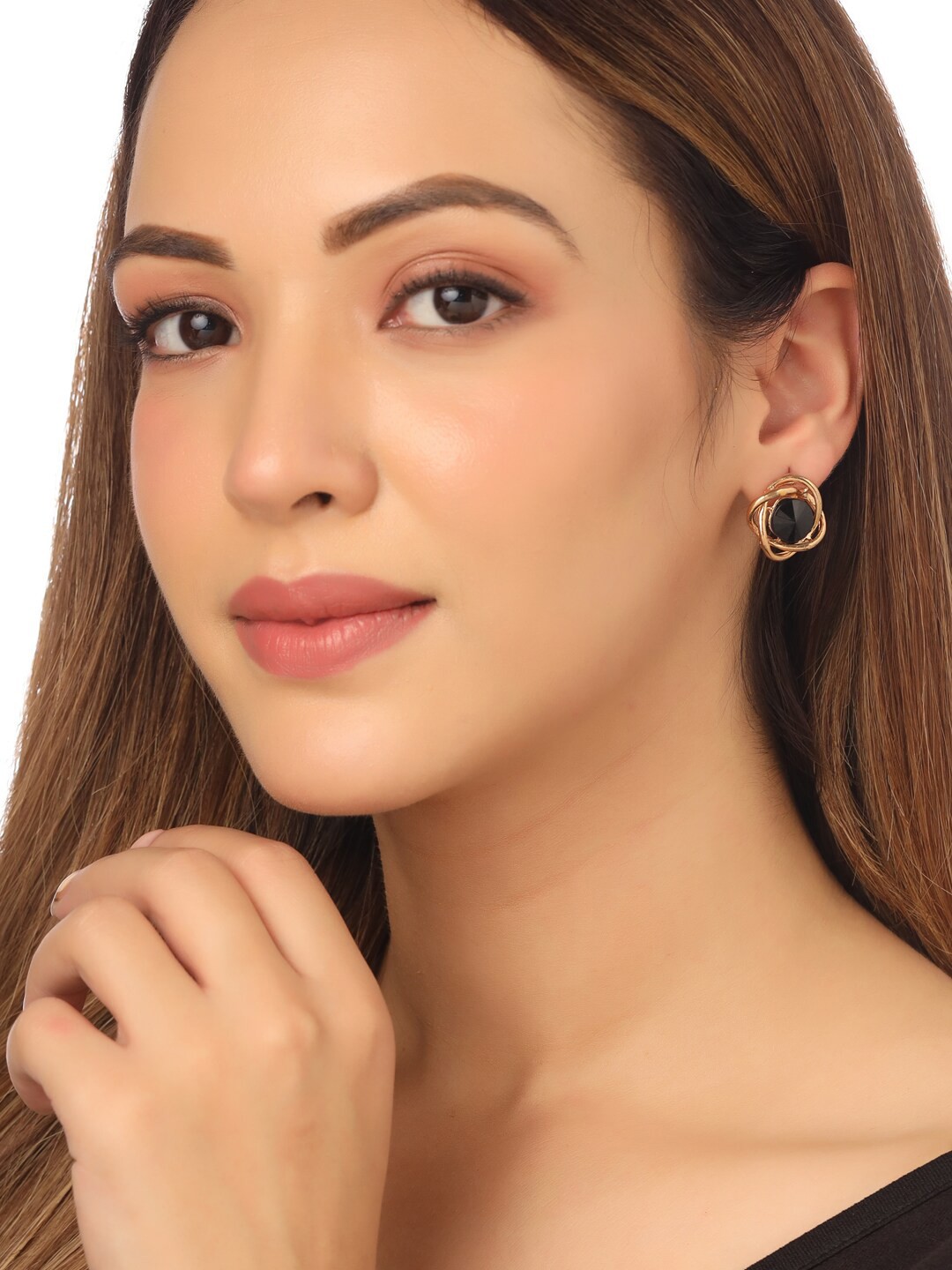 

NVR Gold-Plated Stone Studded Studs Earrings