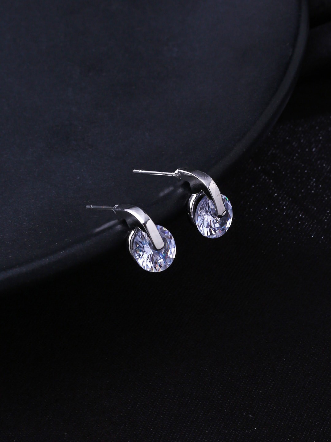 

NVR Silver-Plated CZ Studded Studs Earrings