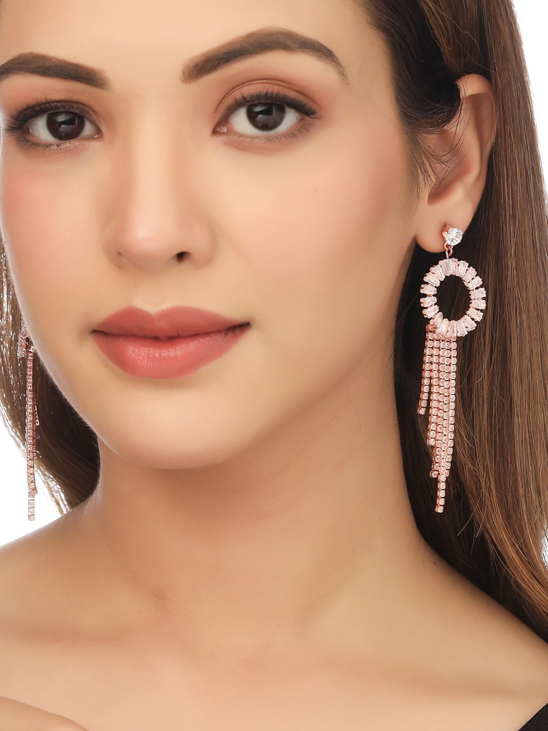 

NVR Rose Gold-Plated Contemporary Drop Earrings