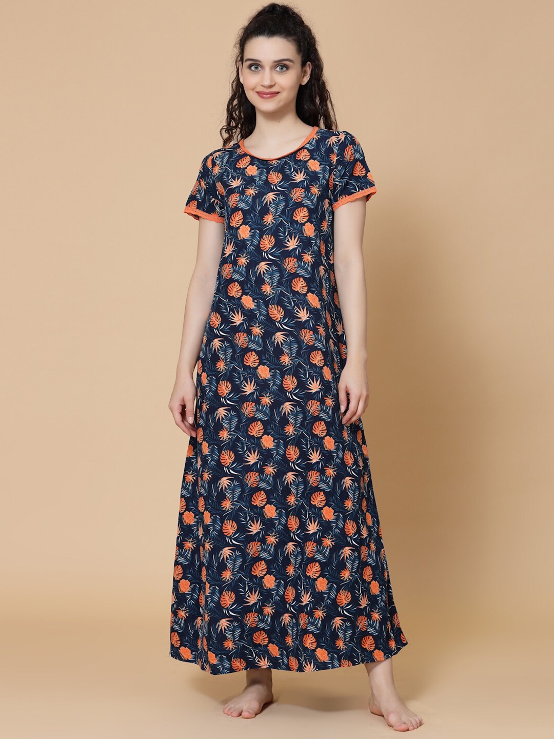 

HOUSE OF KKARMA Floral Printed Maxi Nightdress, Blue