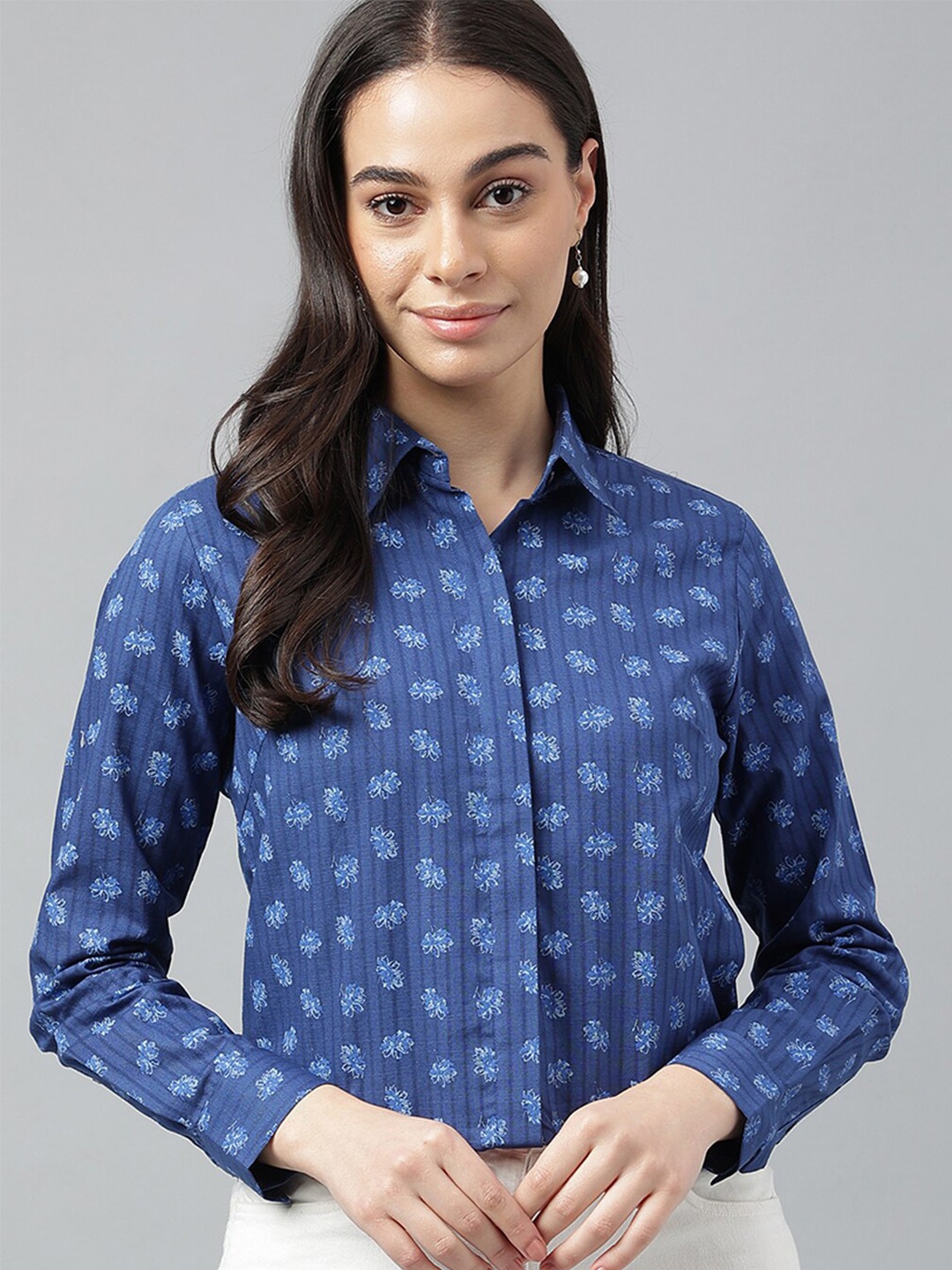 

Hancock Spread Collar Floral Printed Relaxed Formal Shirt, Blue