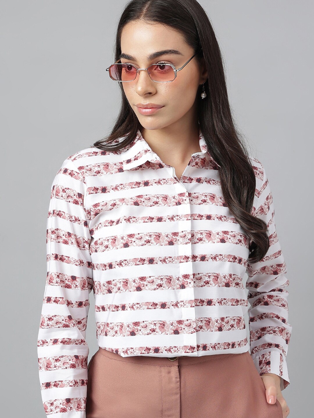

Hancock Horizontal Striped Relaxed Regular Fit Pure Cotton Formal Shirt, White