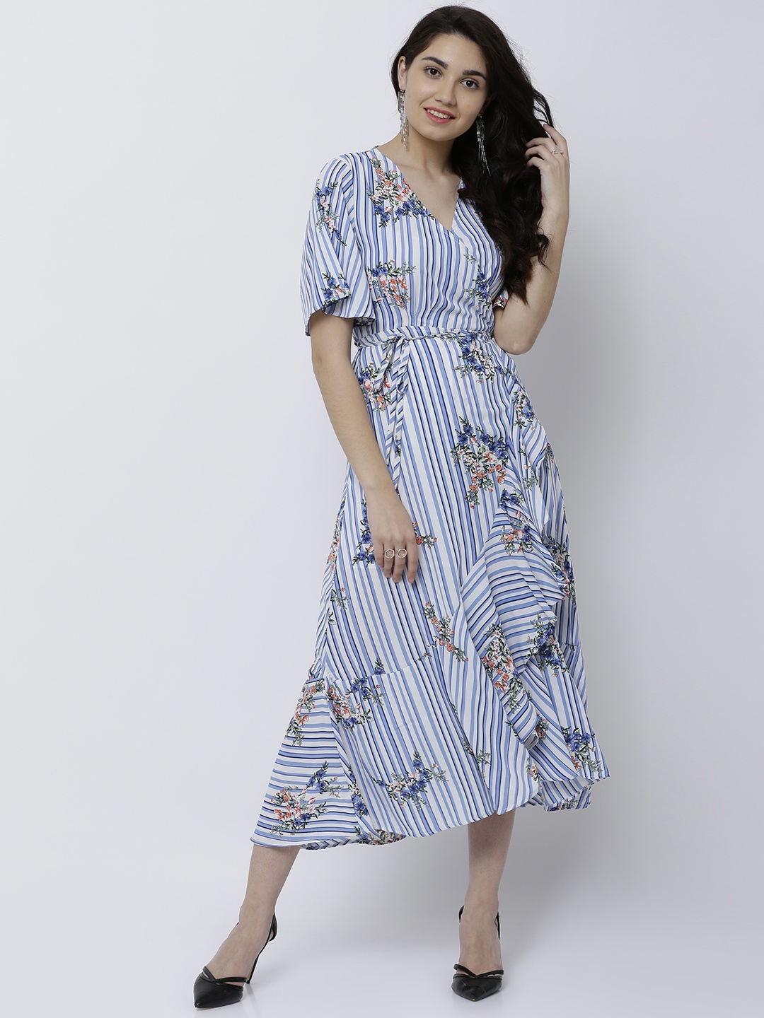 

Tokyo Talkies Women White Printed Wrap Dress