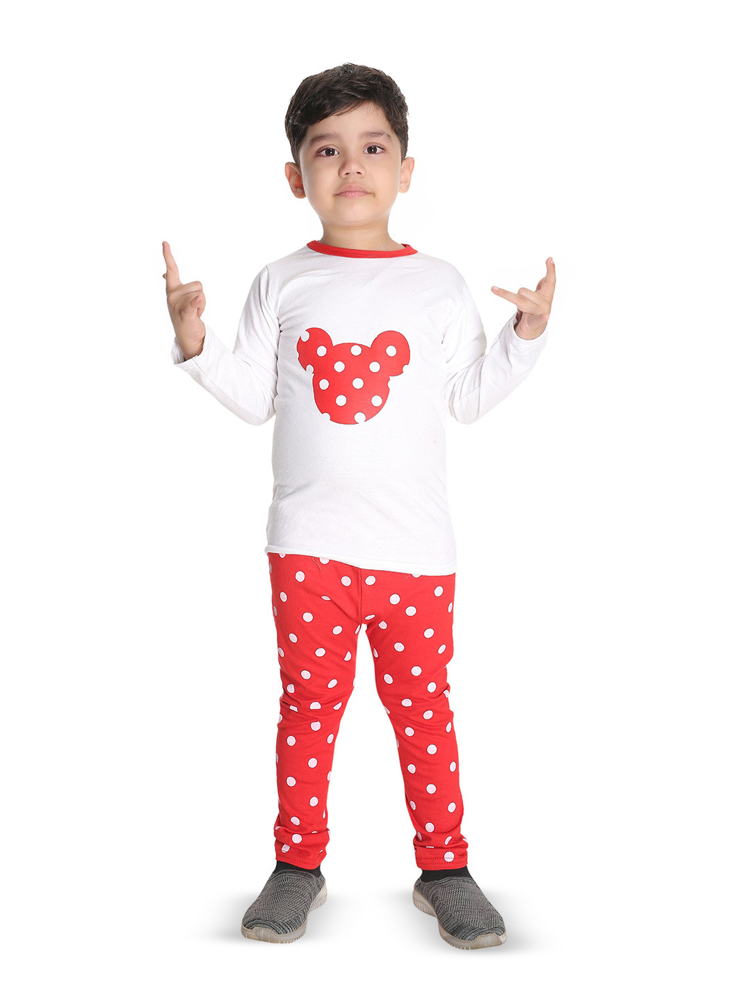 

BAESD Boys Printed Pure Cotton T-shirt with Trousers, White