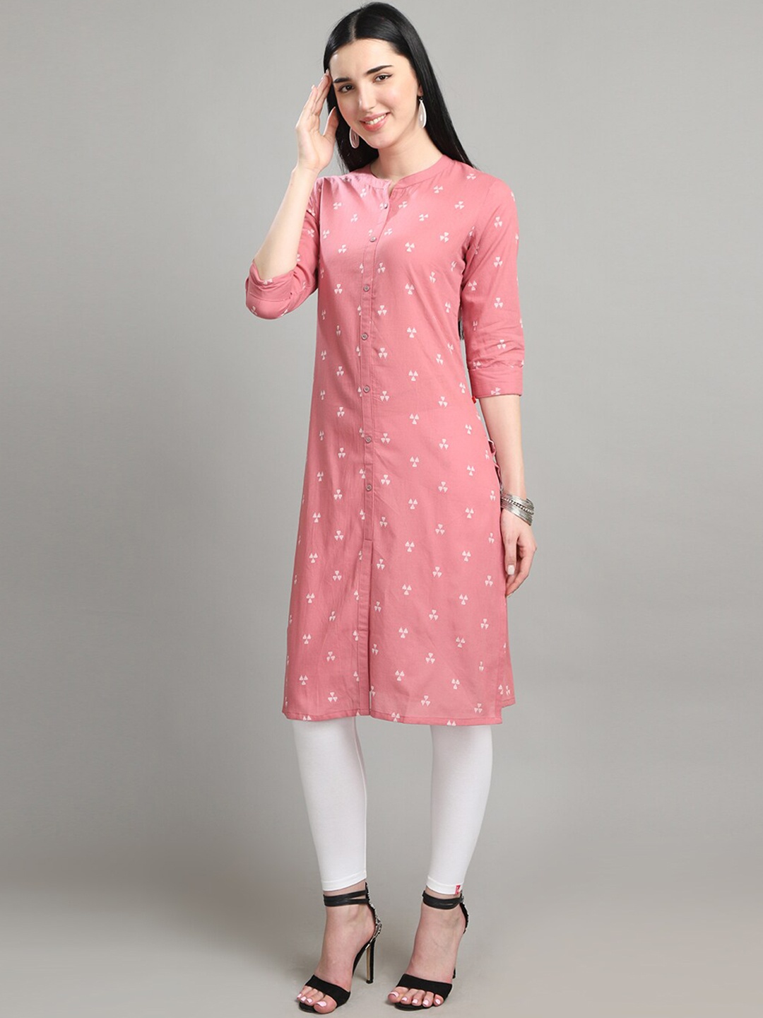 

Alena Women Geometric Printed Pathani Kurta, Pink
